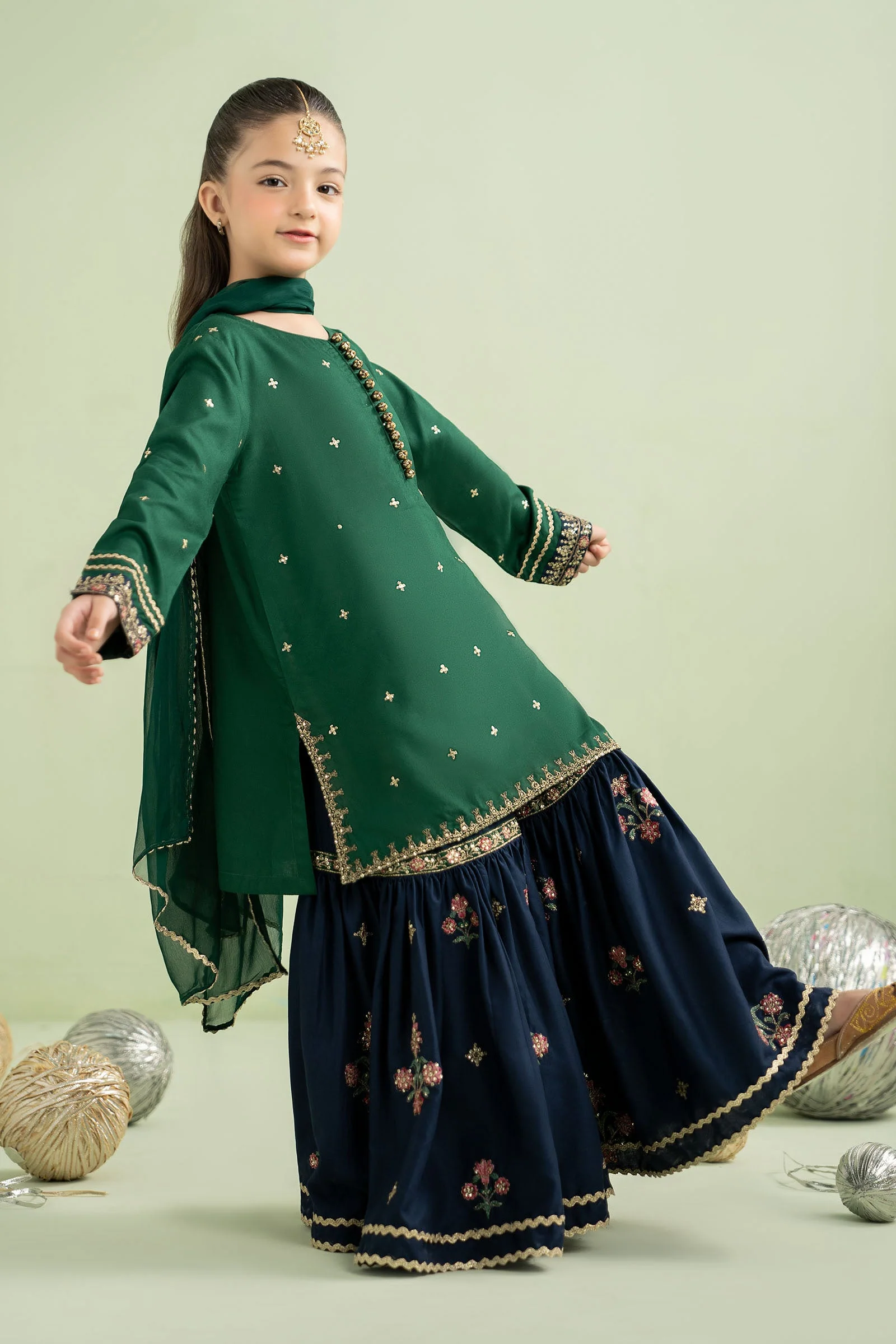 3 Piece Embroidered Linen Suit