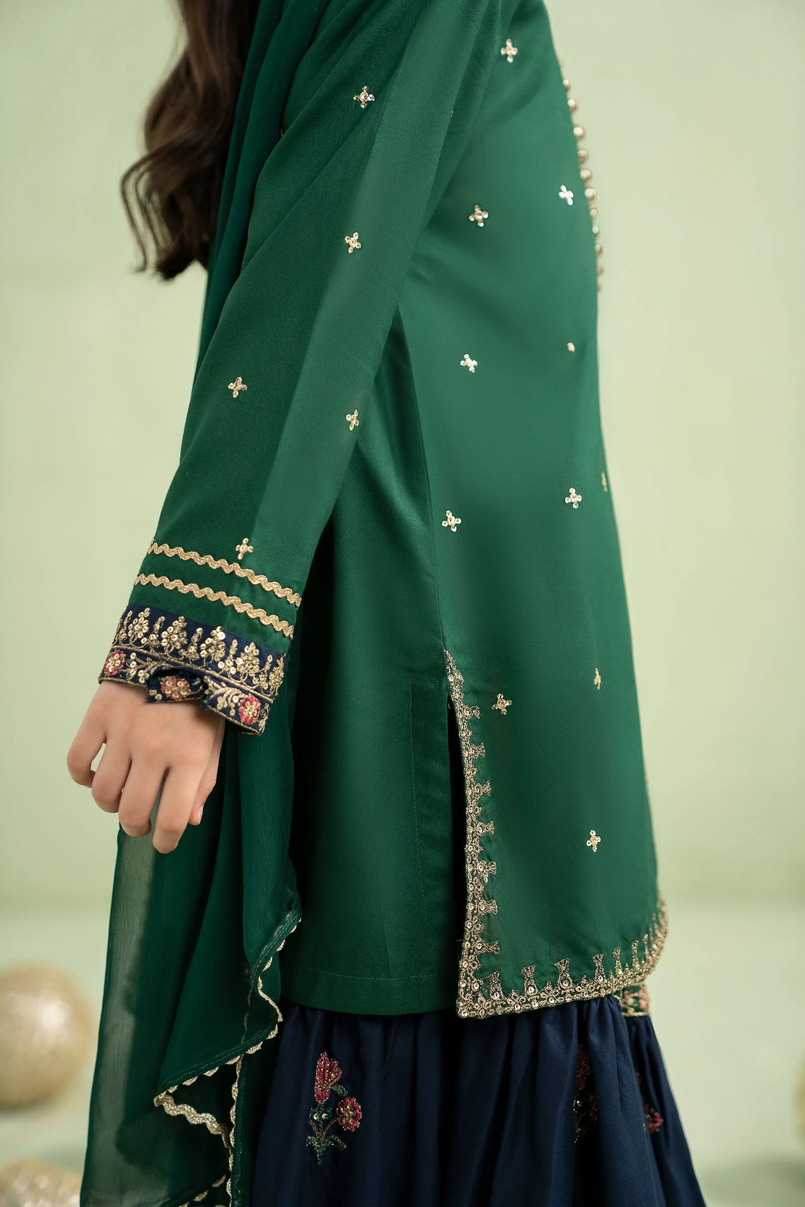 3 Piece Embroidered Linen Suit