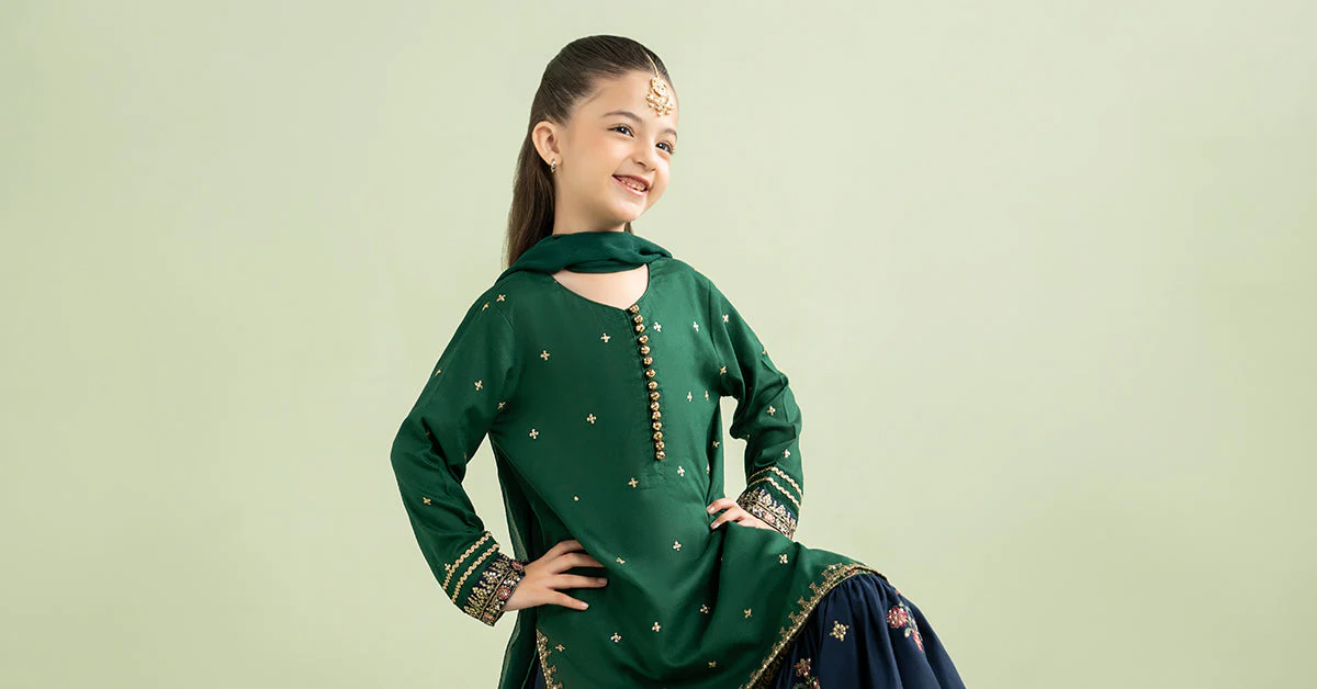 3 Piece Embroidered Linen Suit