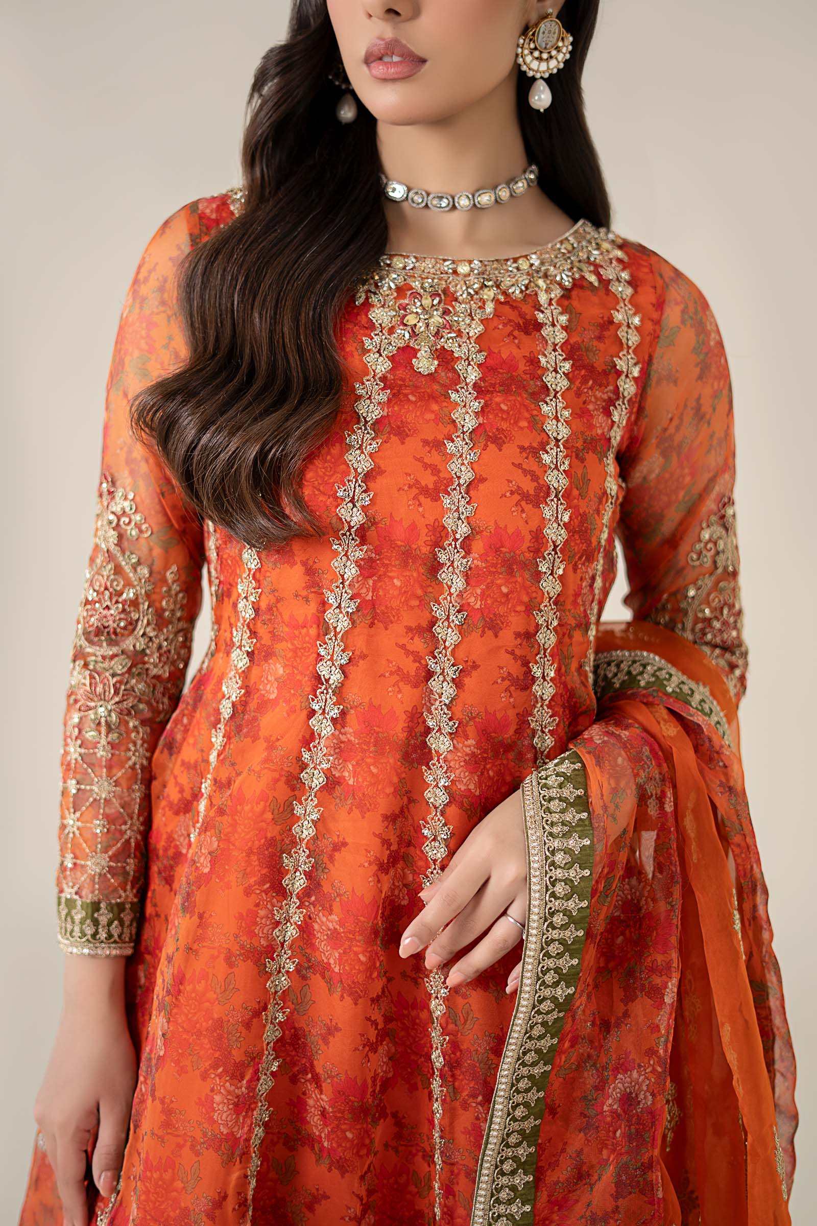 3 Piece Embroidered Organza Suit 162 3 Piece Embroidered Organza Suit