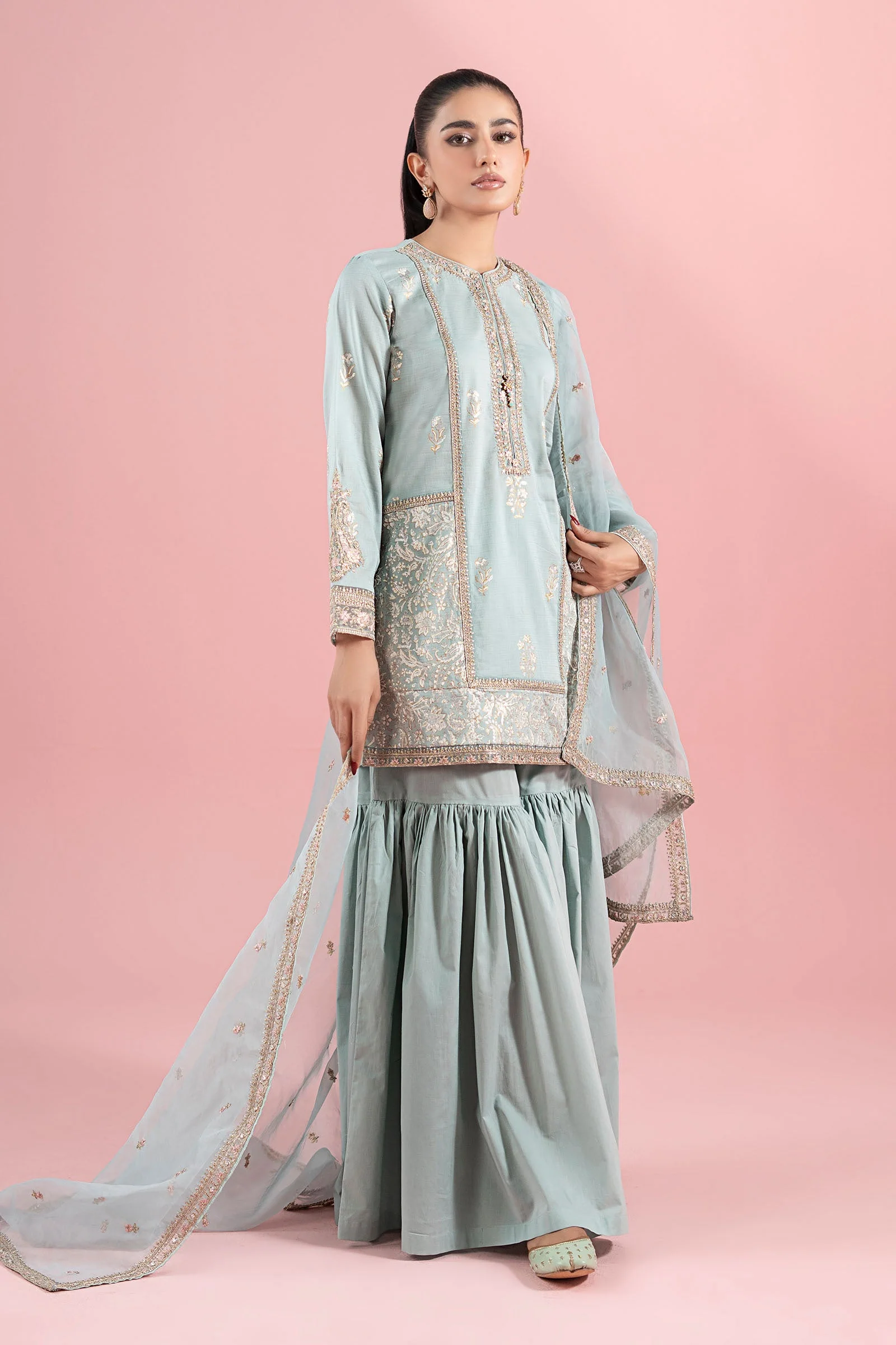 3 Piece Embroidered Dobby Suit