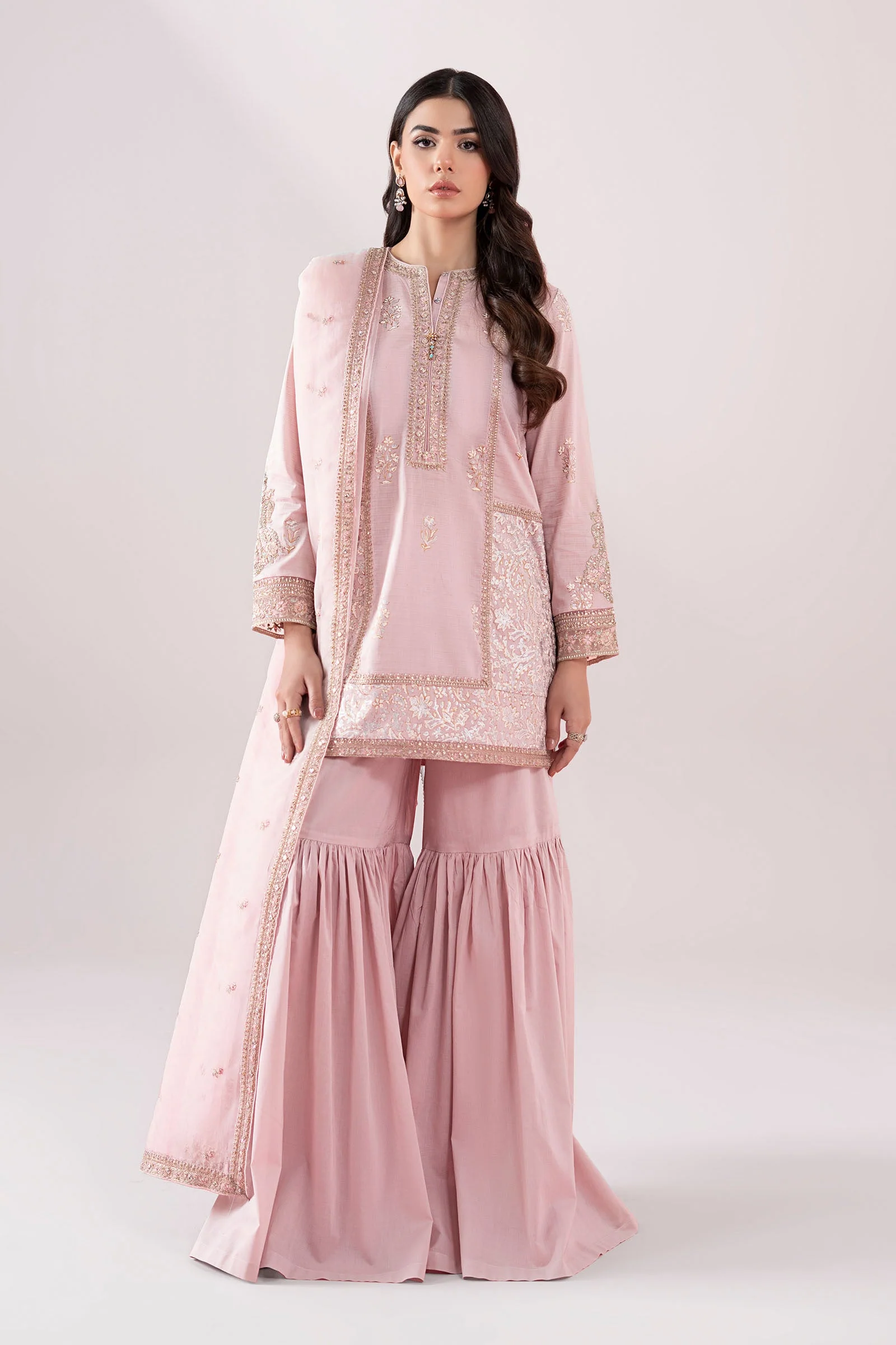 3 Piece Embroidered Dobby Suit