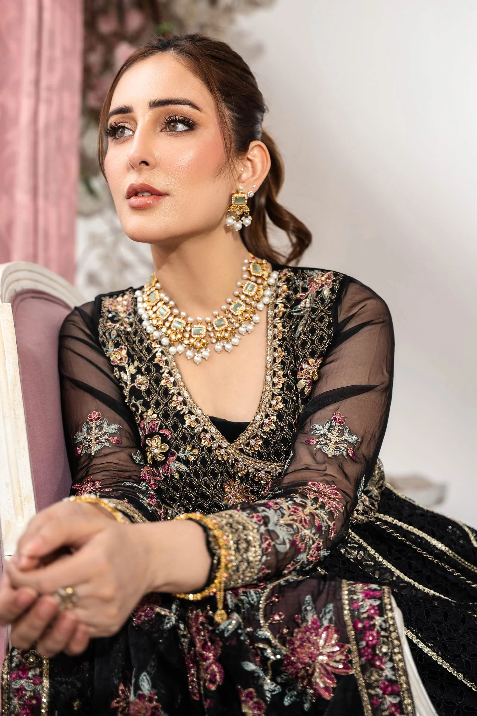 3 Piece Embroidered Organza Suit 155 3 Piece Embroidered Organza Suit