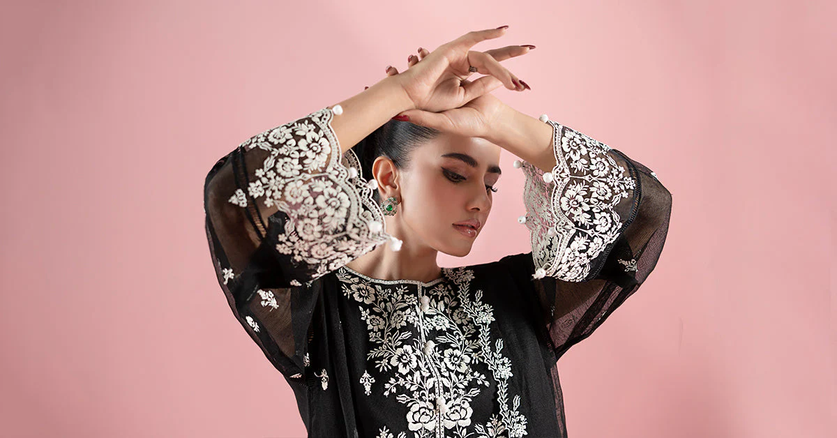 3 Piece Embroidered Cotton Net Suit