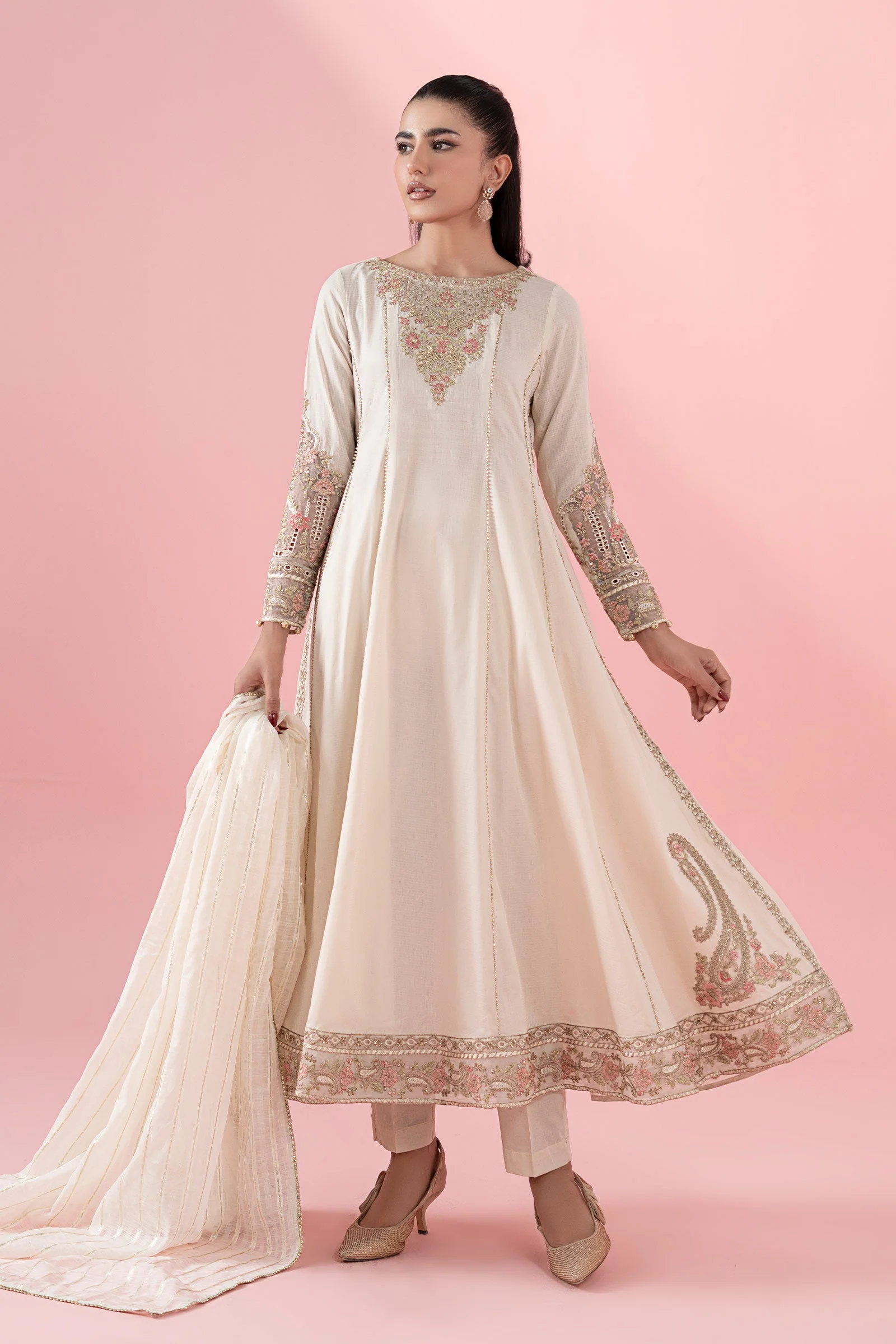 3 Piece Embroidered Dobby Suit