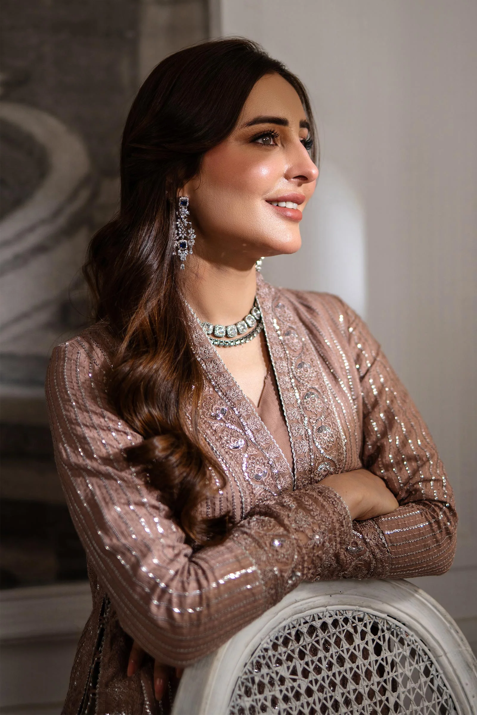 2 Piece Embroidered Raw Silk Suit