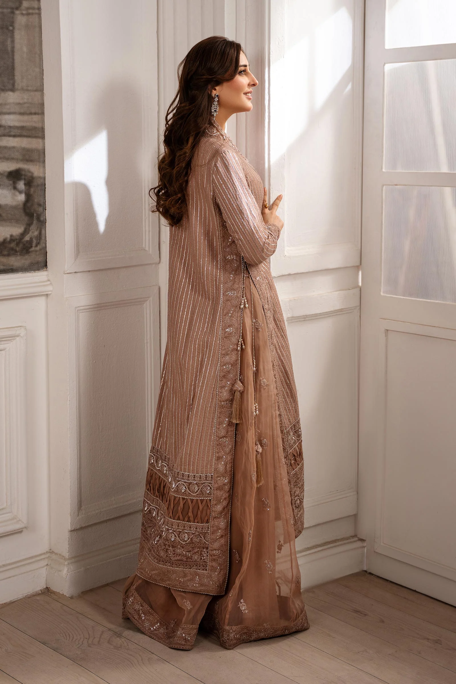 2 Piece Embroidered Raw Silk Suit