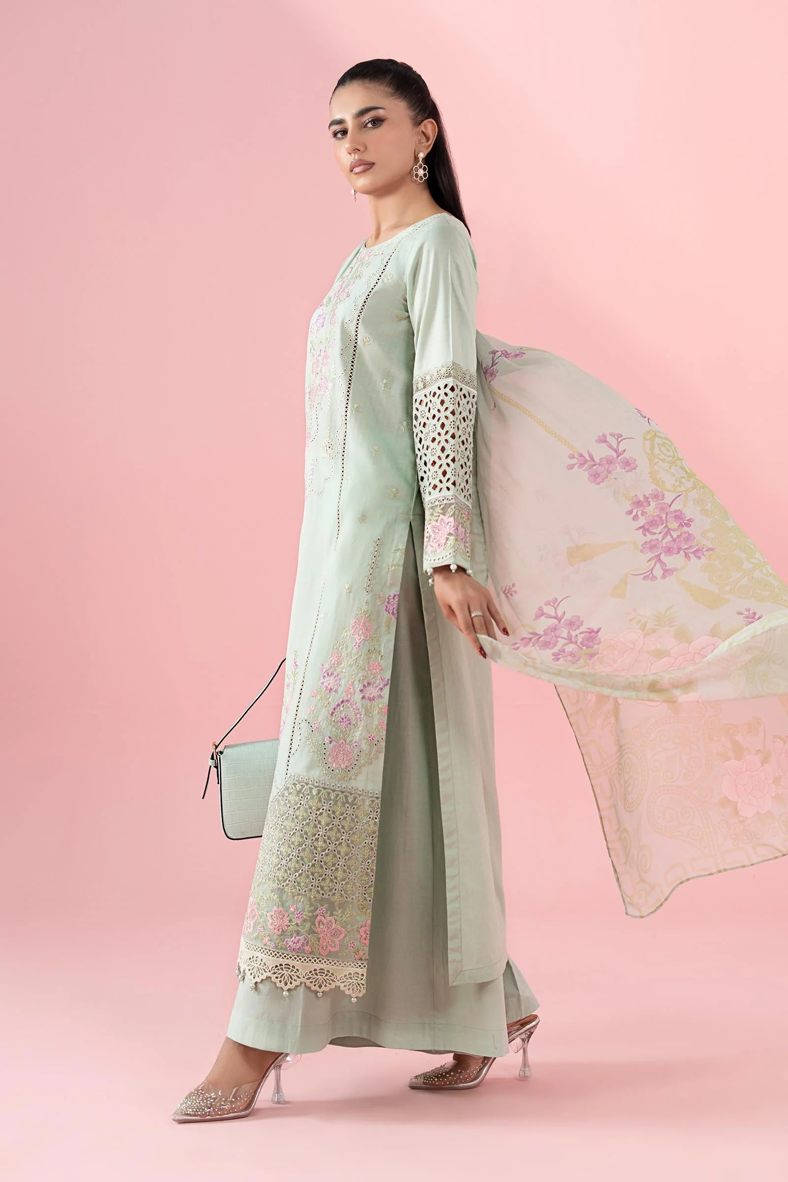 3 Piece Embroidered Dobby Suit