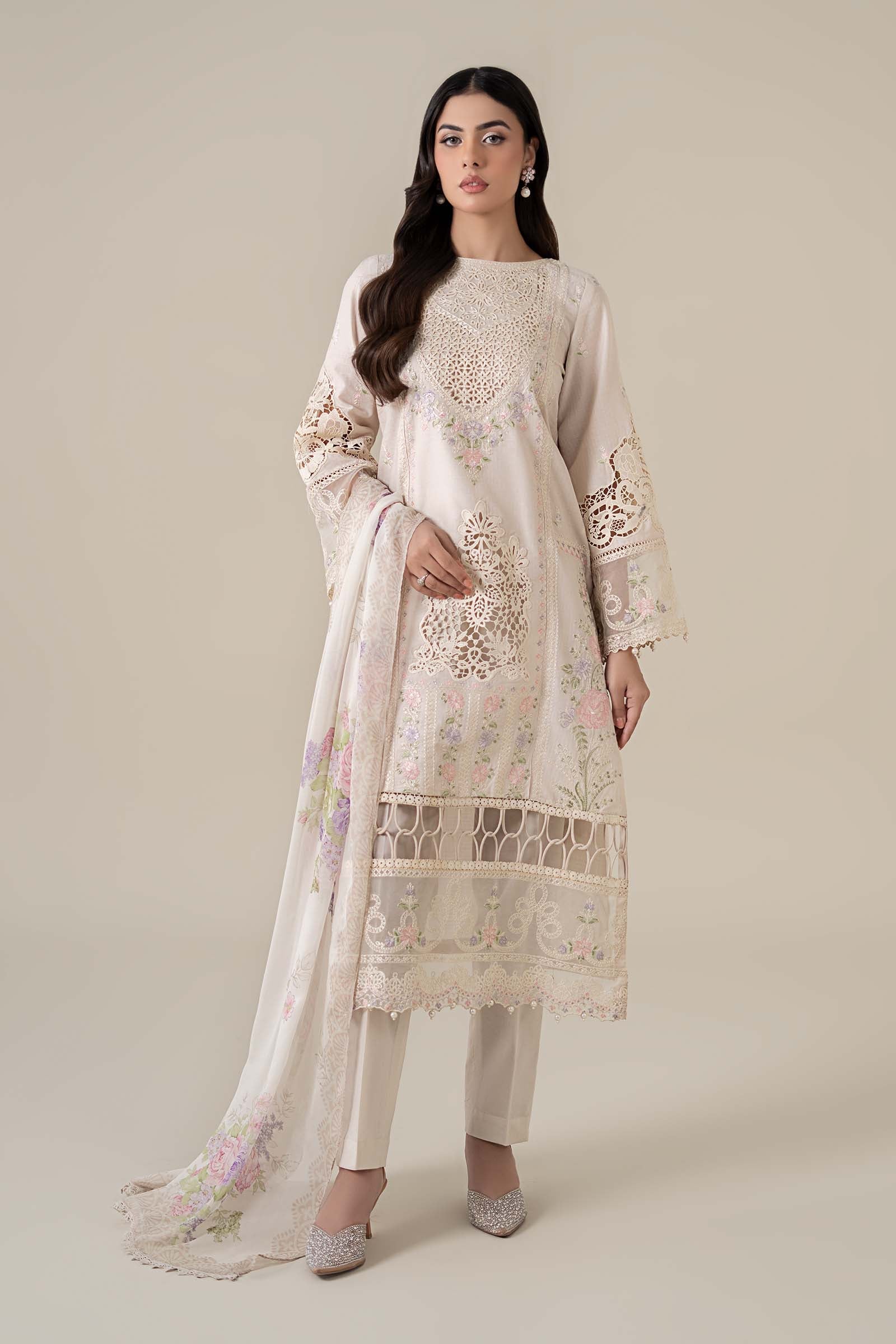 3 Piece Embroidered Dobby Lawn Suit