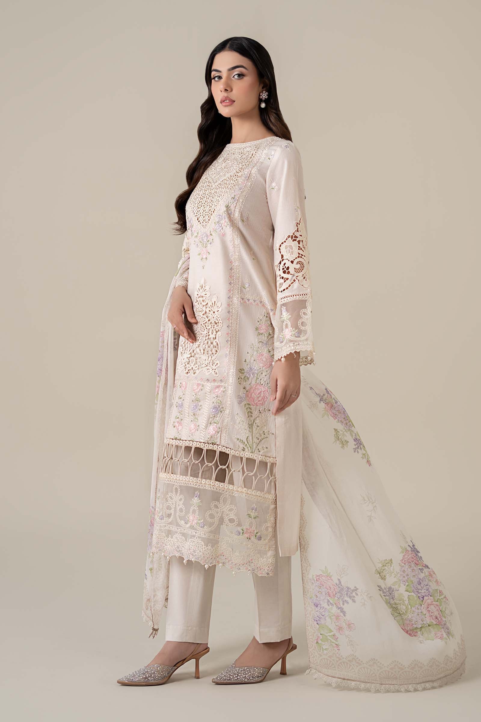 3 Piece Embroidered Dobby Lawn Suit