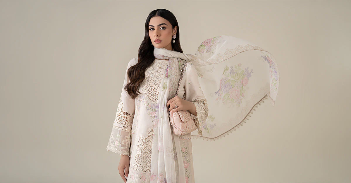 3 Piece Embroidered Dobby Lawn Suit