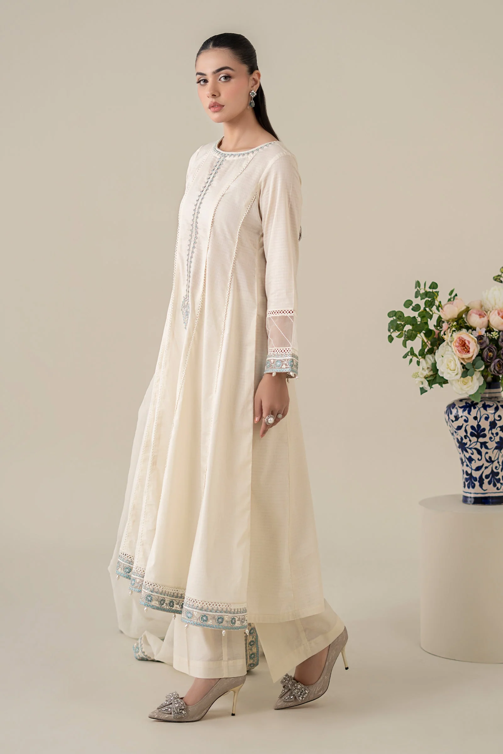 3 Piece Embroidered Dobby Suit