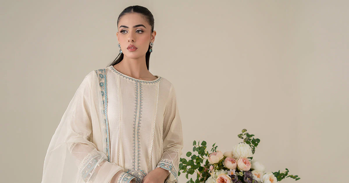 3 Piece Embroidered Dobby Suit