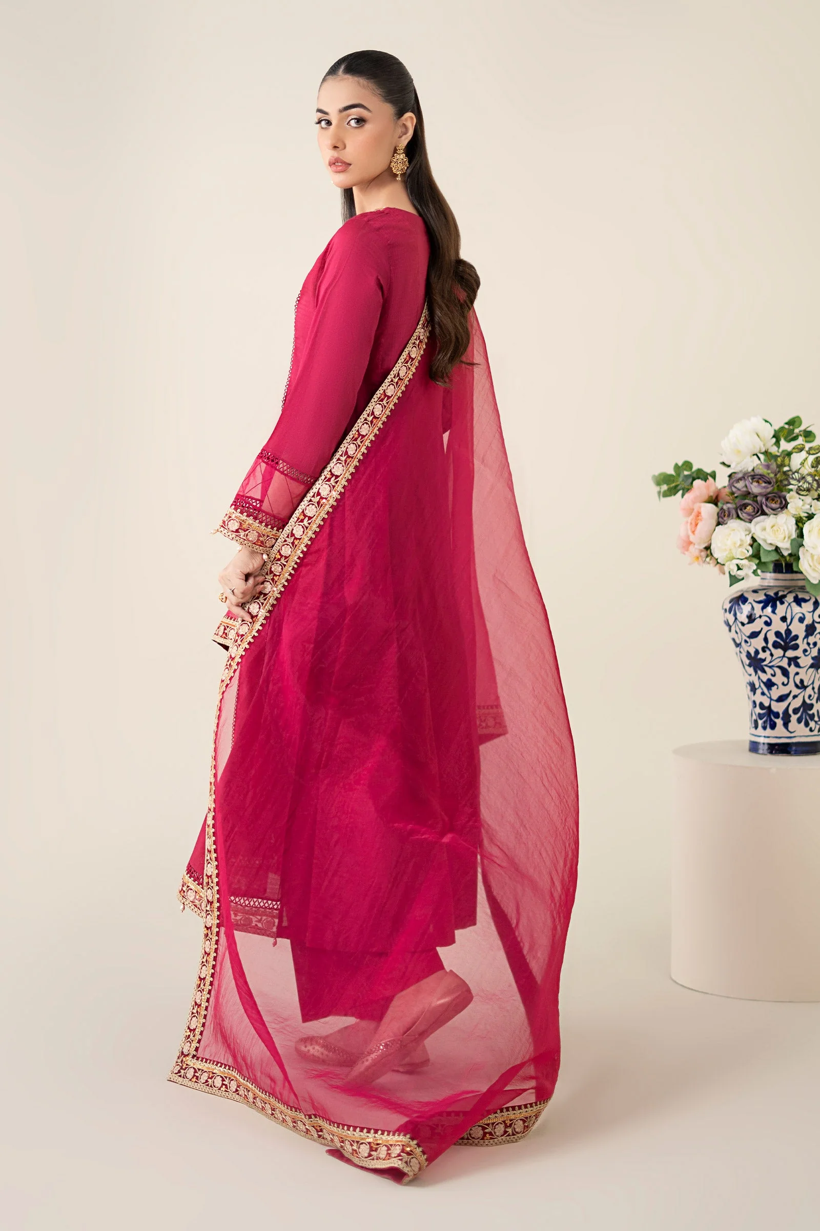 3 Piece Embroidered Dobby Suit