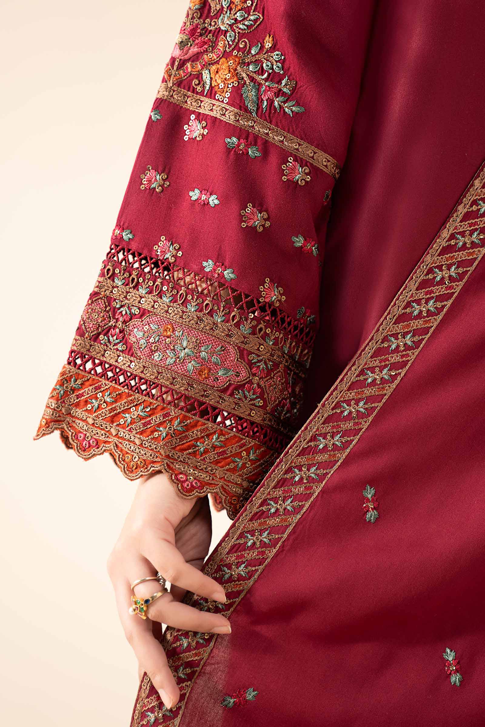 3 Piece Embroidered Linen Suit