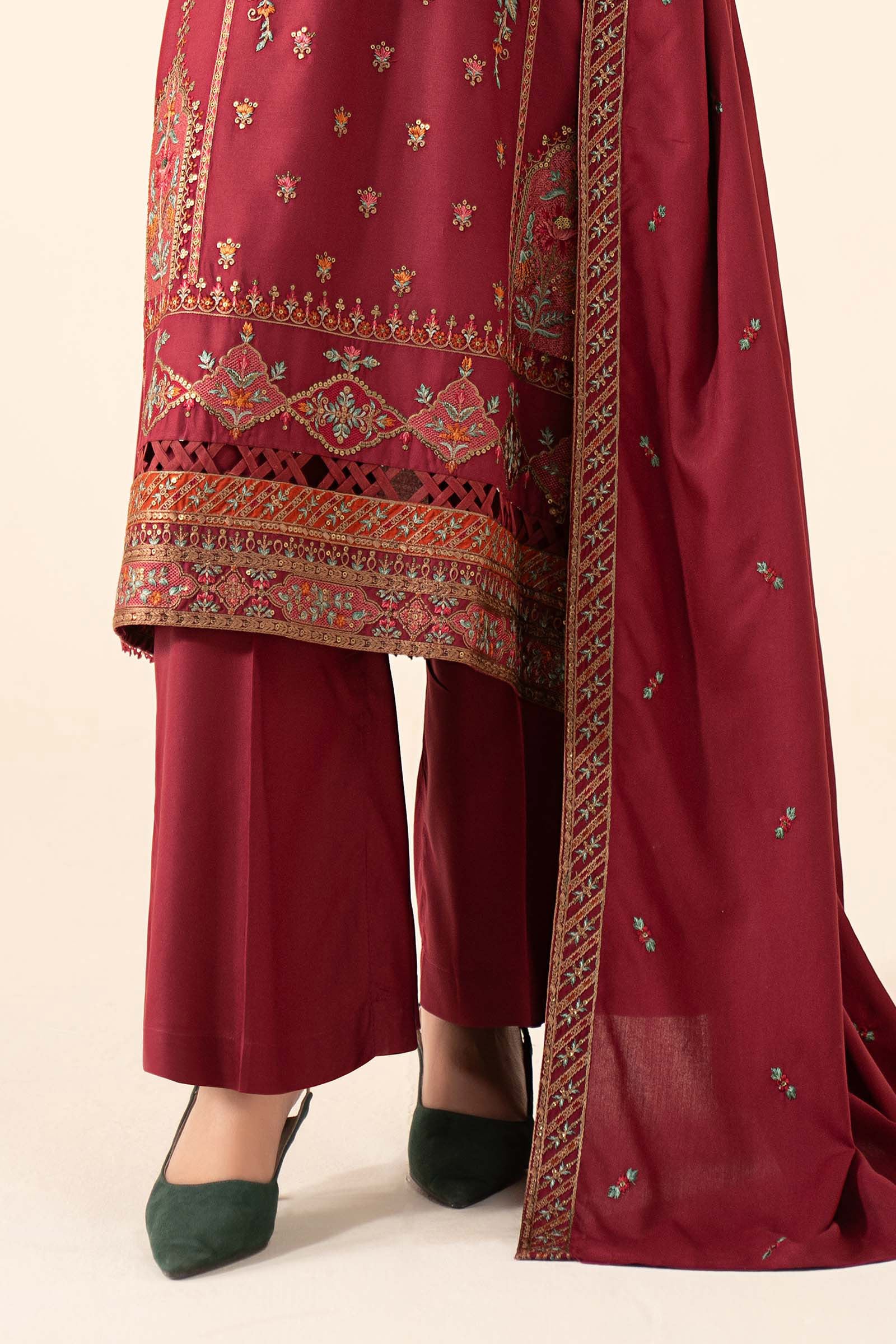 3 Piece Embroidered Linen Suit