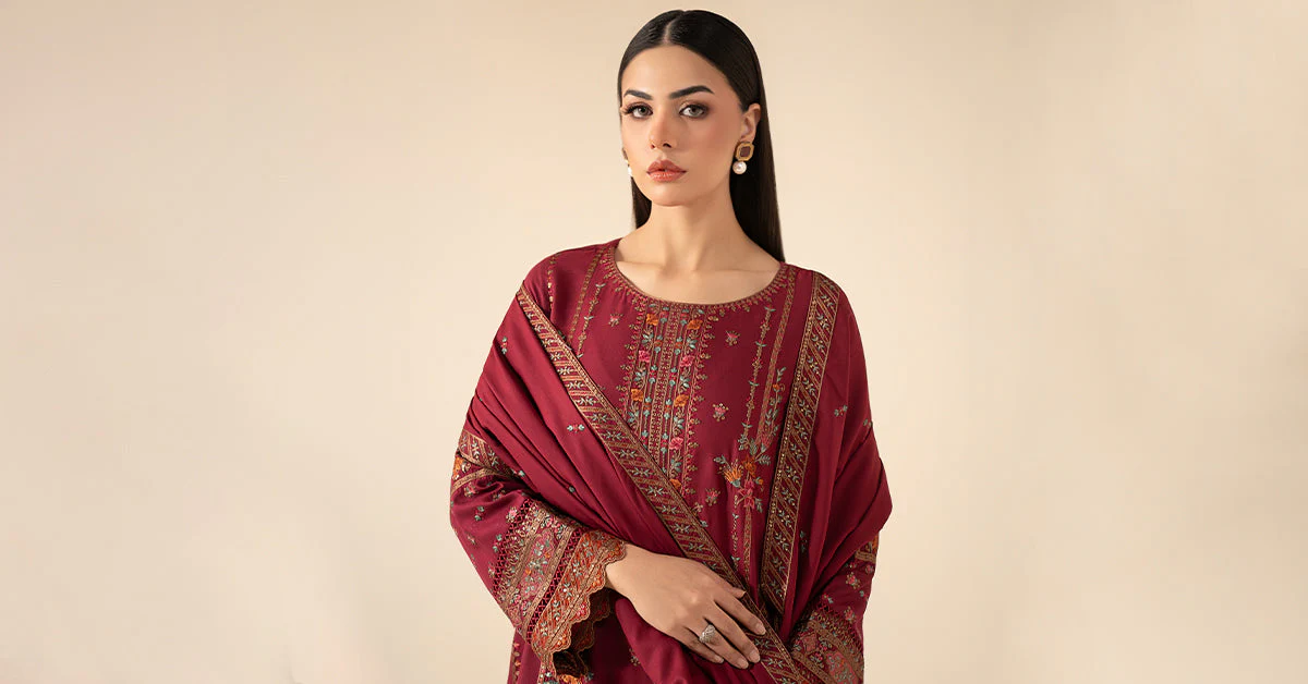 3 Piece Embroidered Linen Suit