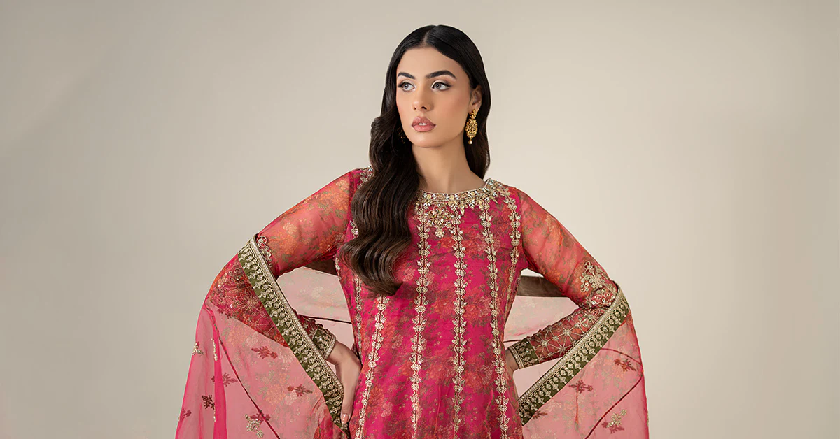 3 Piece Embroidered Organza Suit 151 3 Piece Embroidered Organza Suit