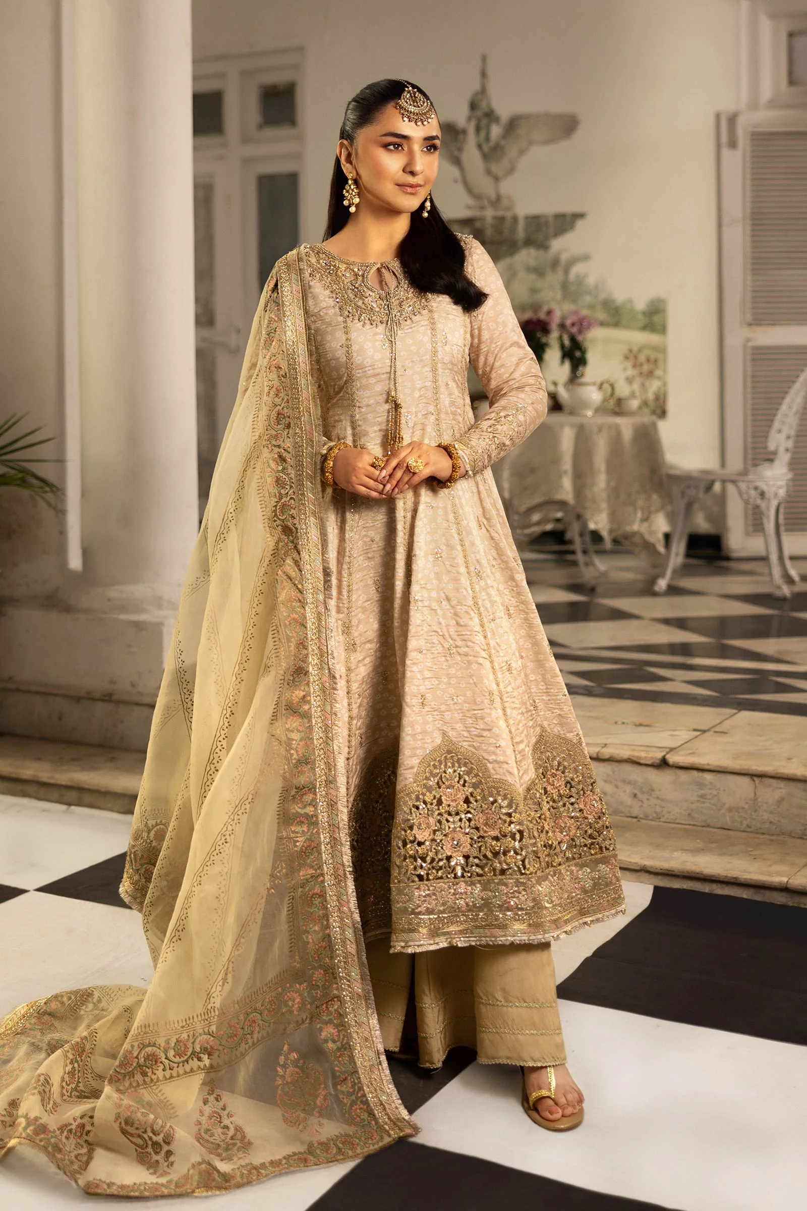 3 Piece Embroidered Raw Silk Suit