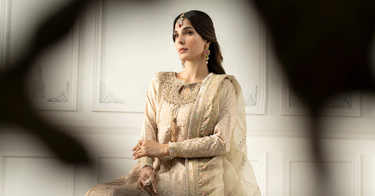 3 Piece Embroidered Raw Silk Suit