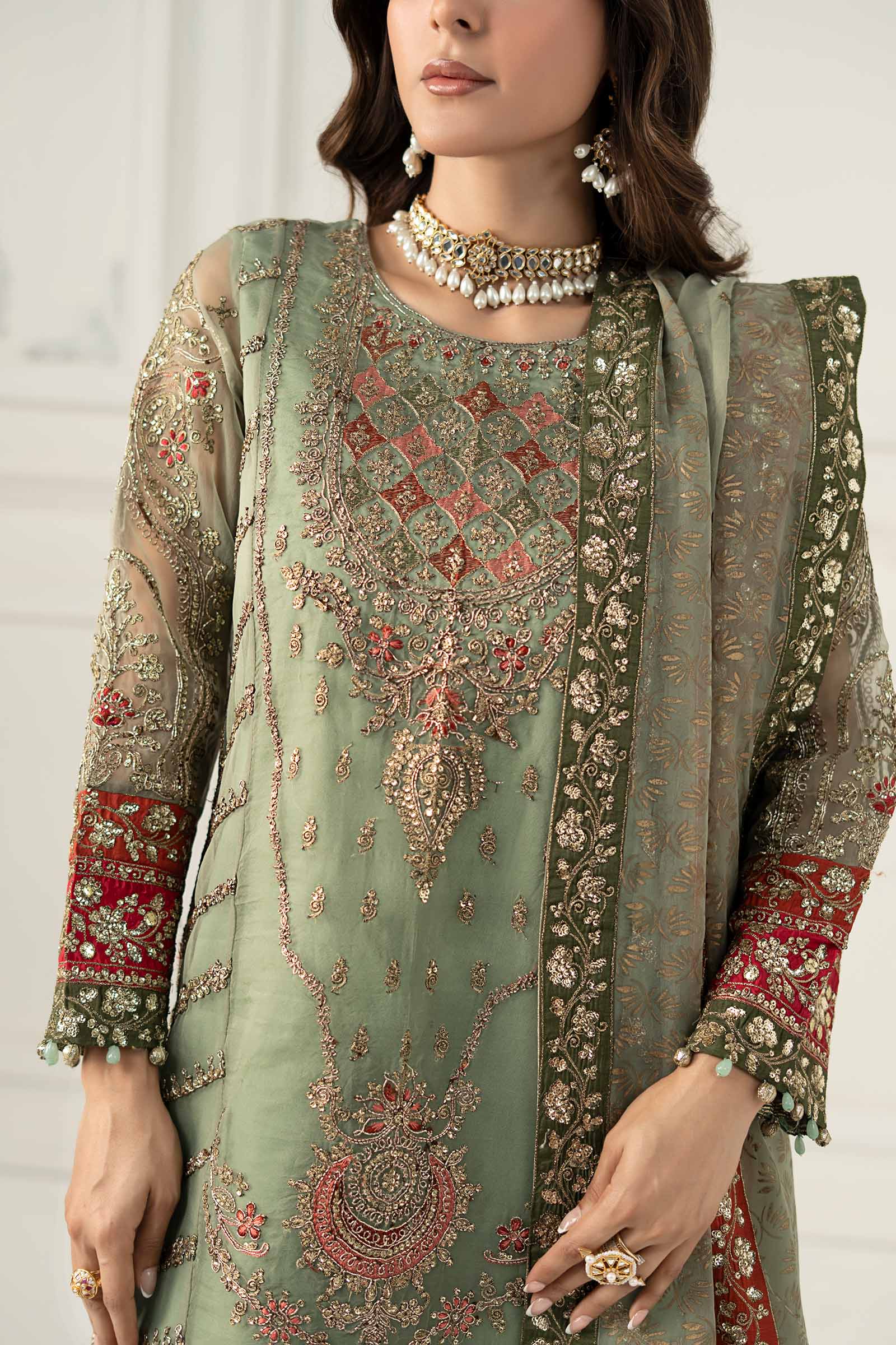 3 Piece Embroidered Organza Suit 136 3 Piece Embroidered Organza Suit