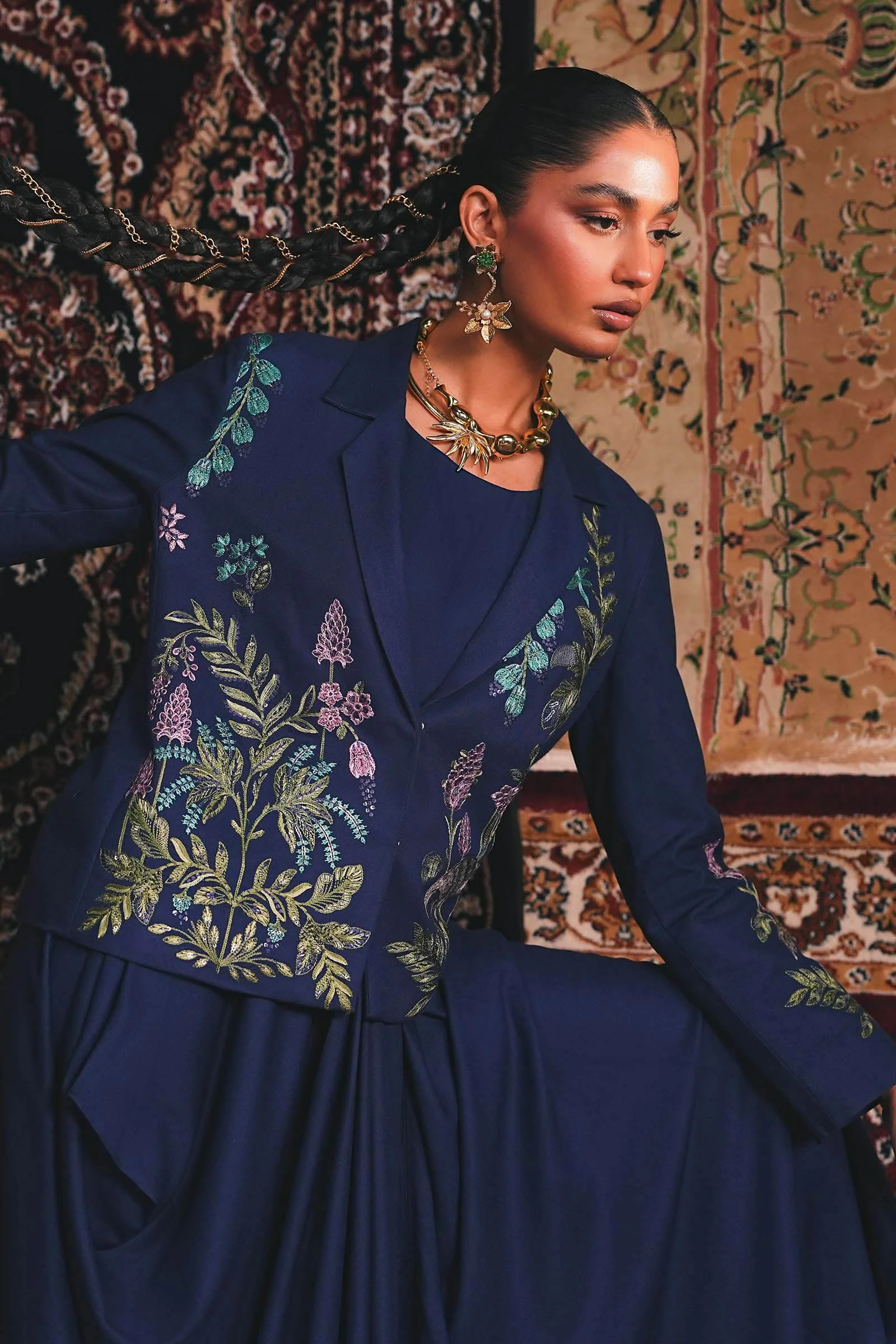 Embroidered Marina Twill Blazer Set