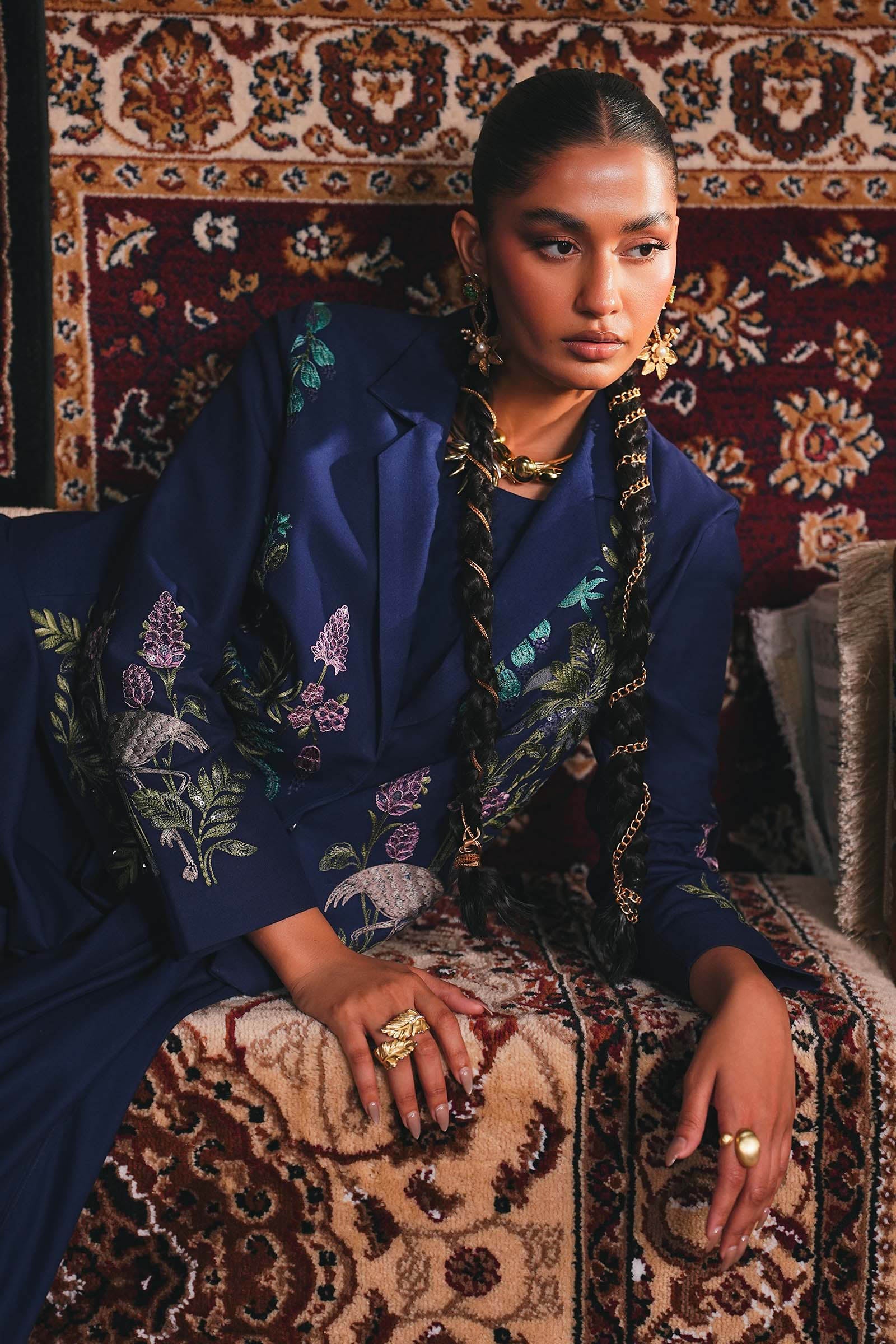 Embroidered Marina Twill Blazer Set