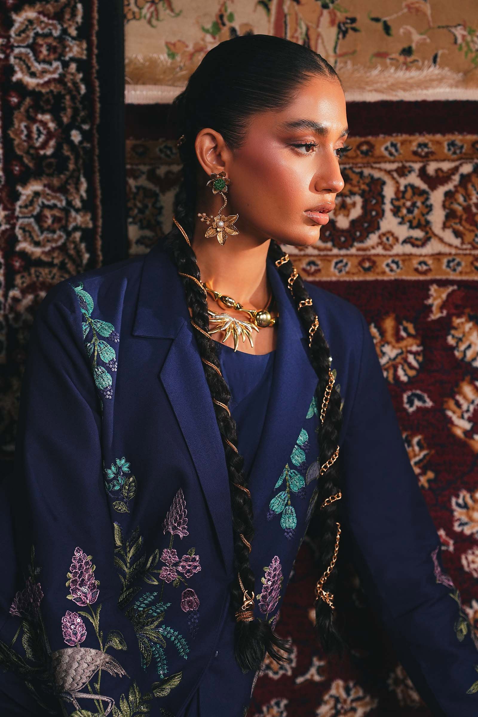 Embroidered Marina Twill Blazer Set