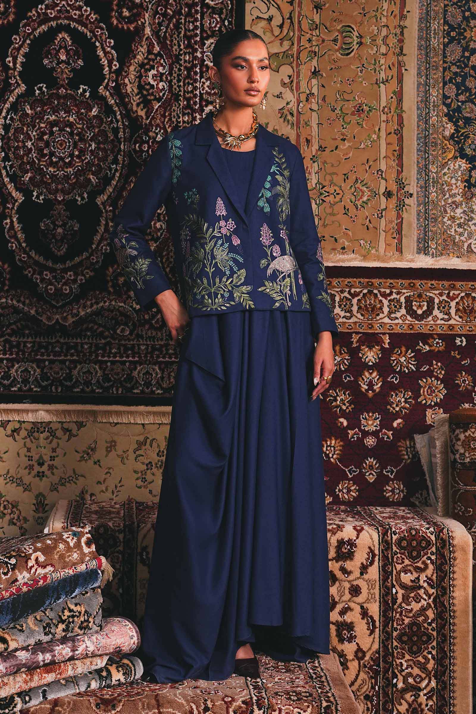 Embroidered Marina Twill Blazer Set