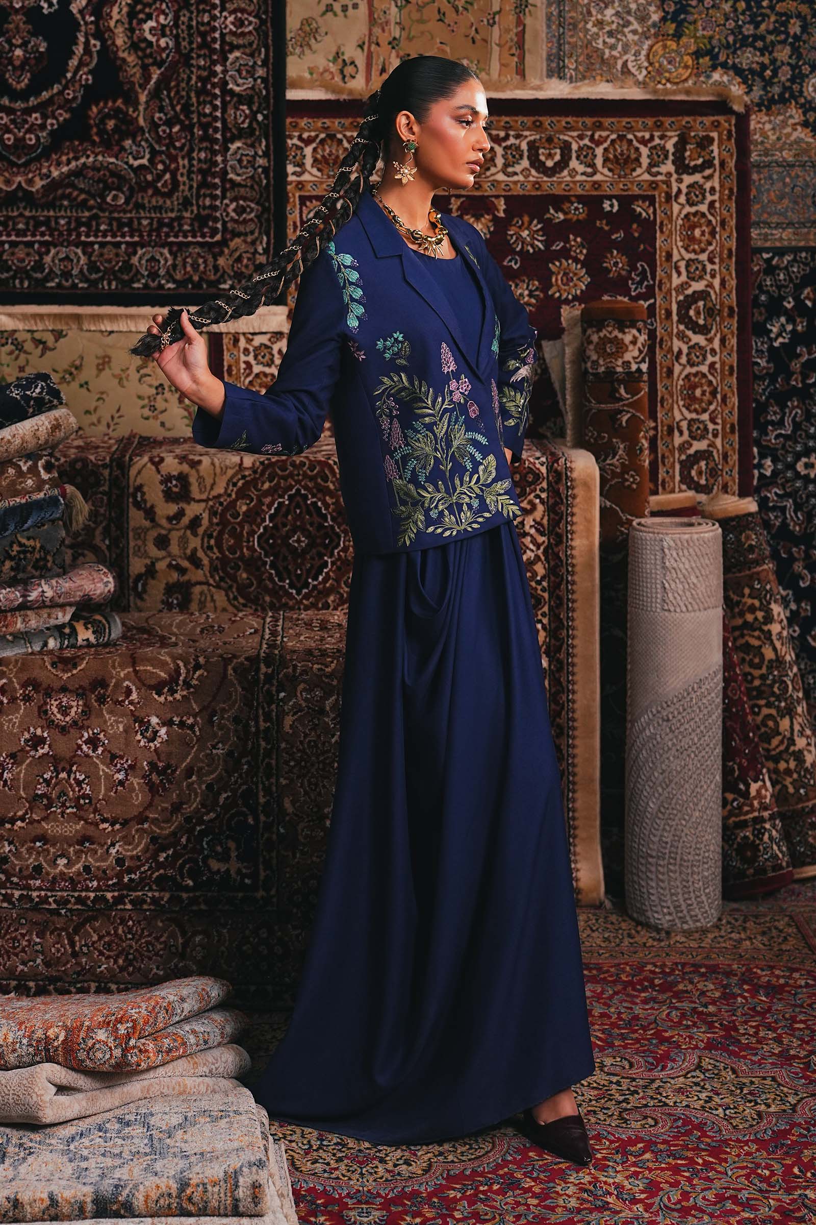 Embroidered Marina Twill Blazer Set