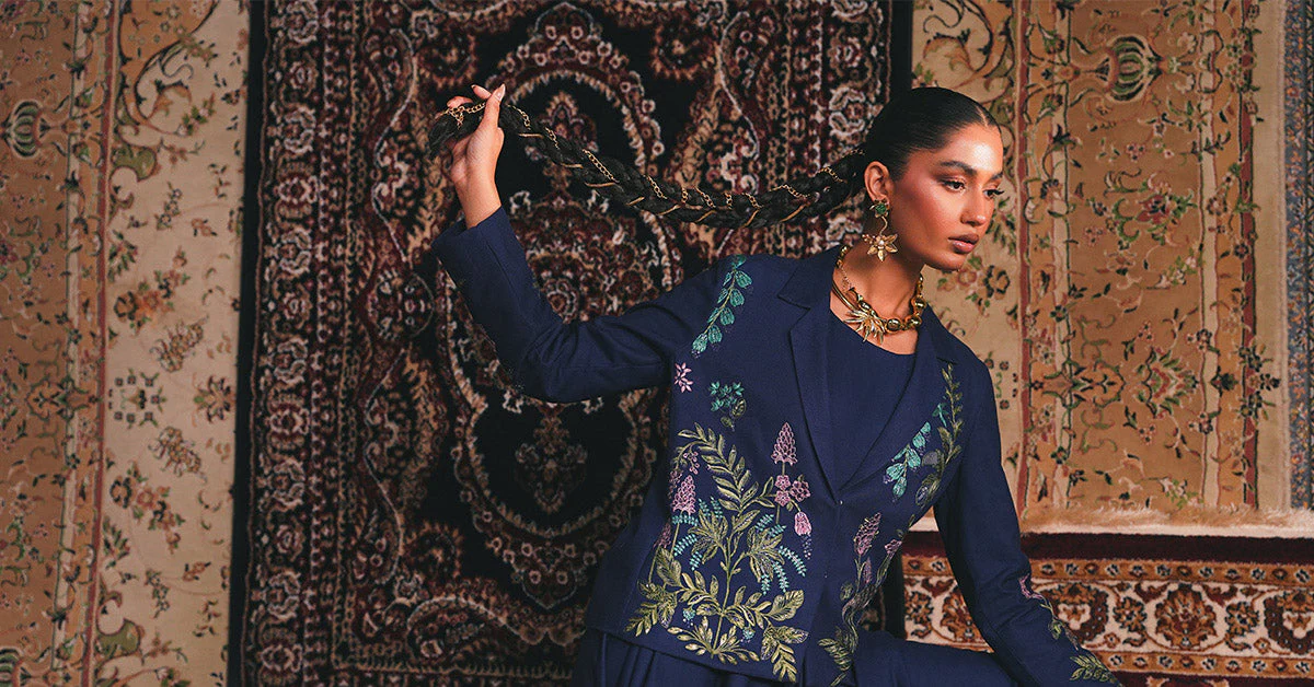 Embroidered Marina Twill Blazer Set