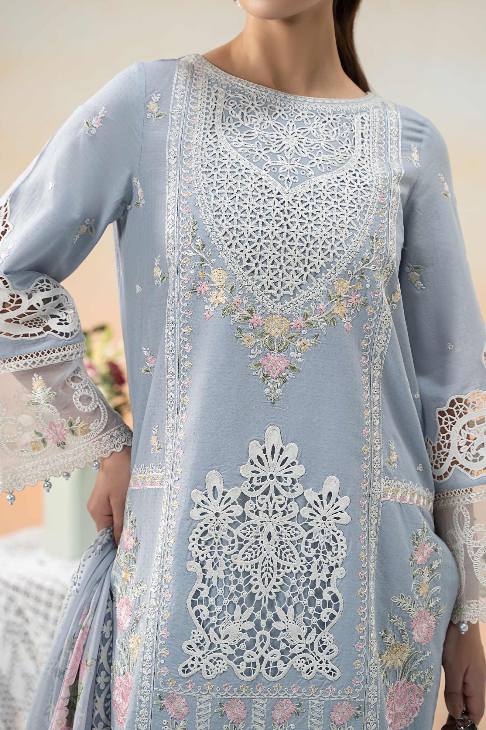 3 Piece Embroidered Dobby Lawn Suit