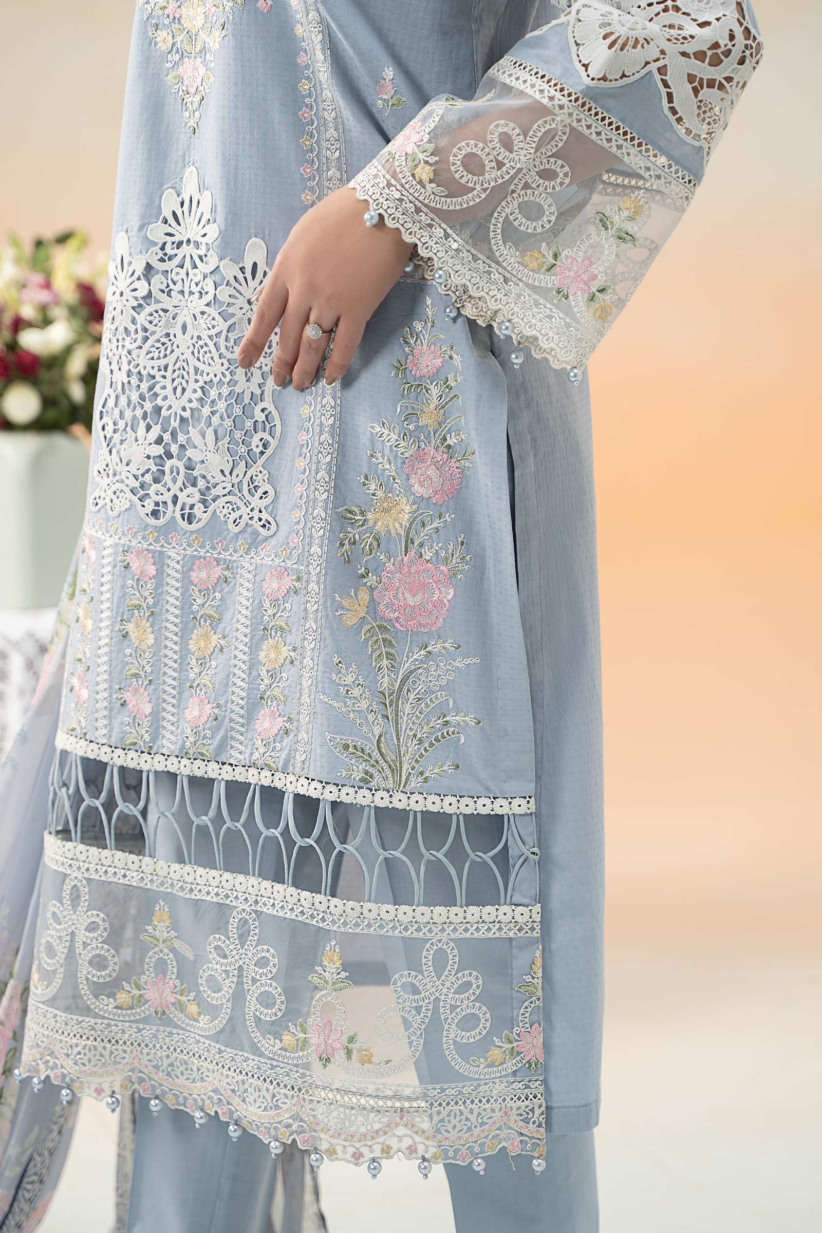 3 Piece Embroidered Dobby Lawn Suit