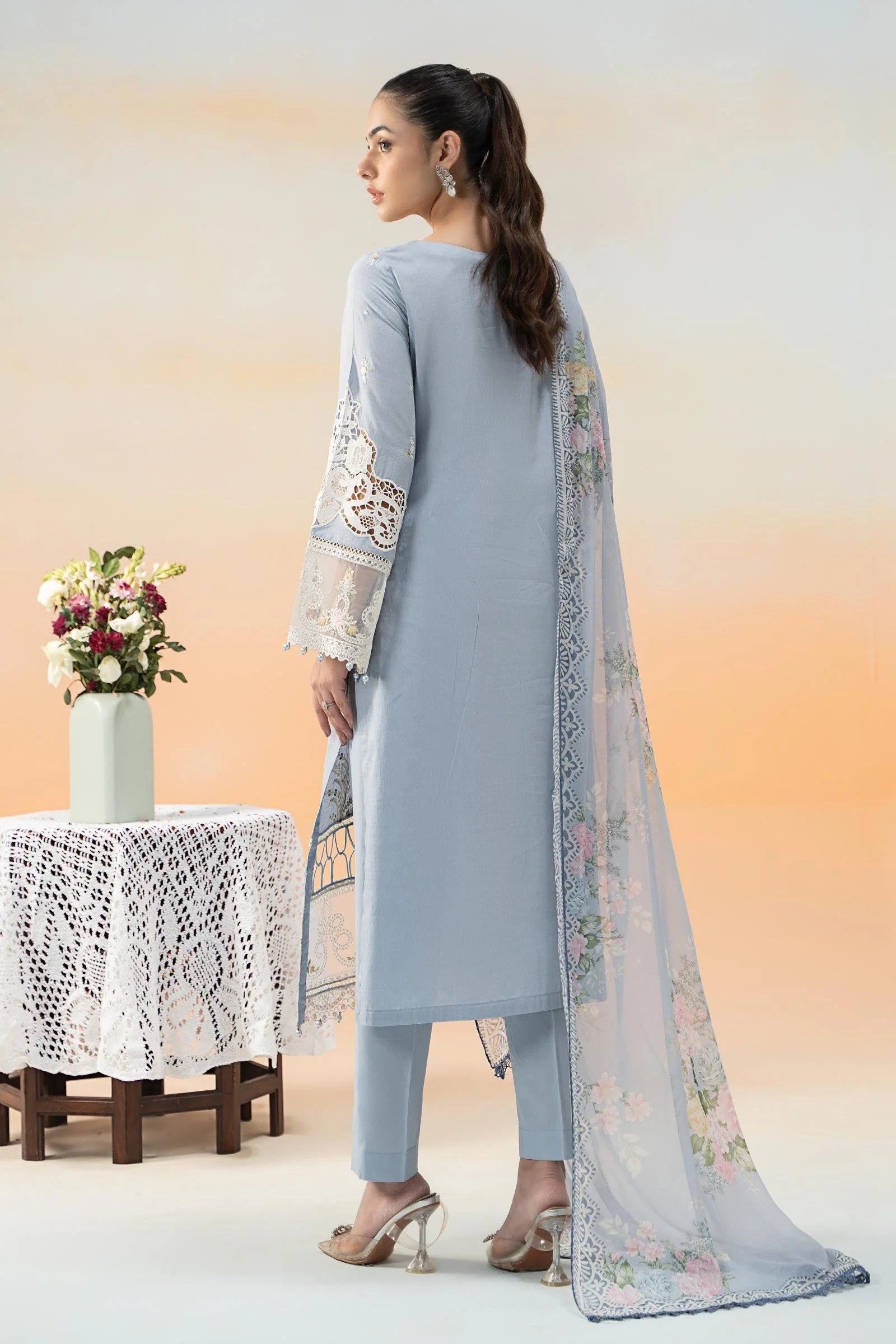 3 Piece Embroidered Dobby Lawn Suit