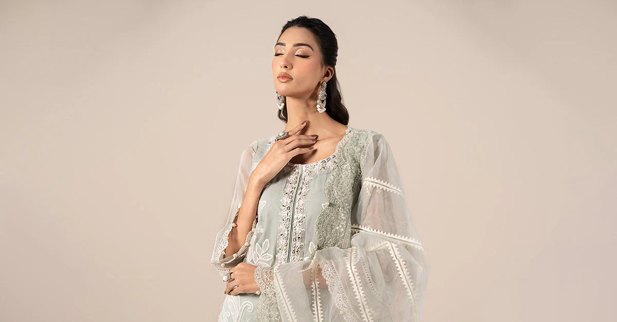 3 Piece Embroidered Chiffon Suit
