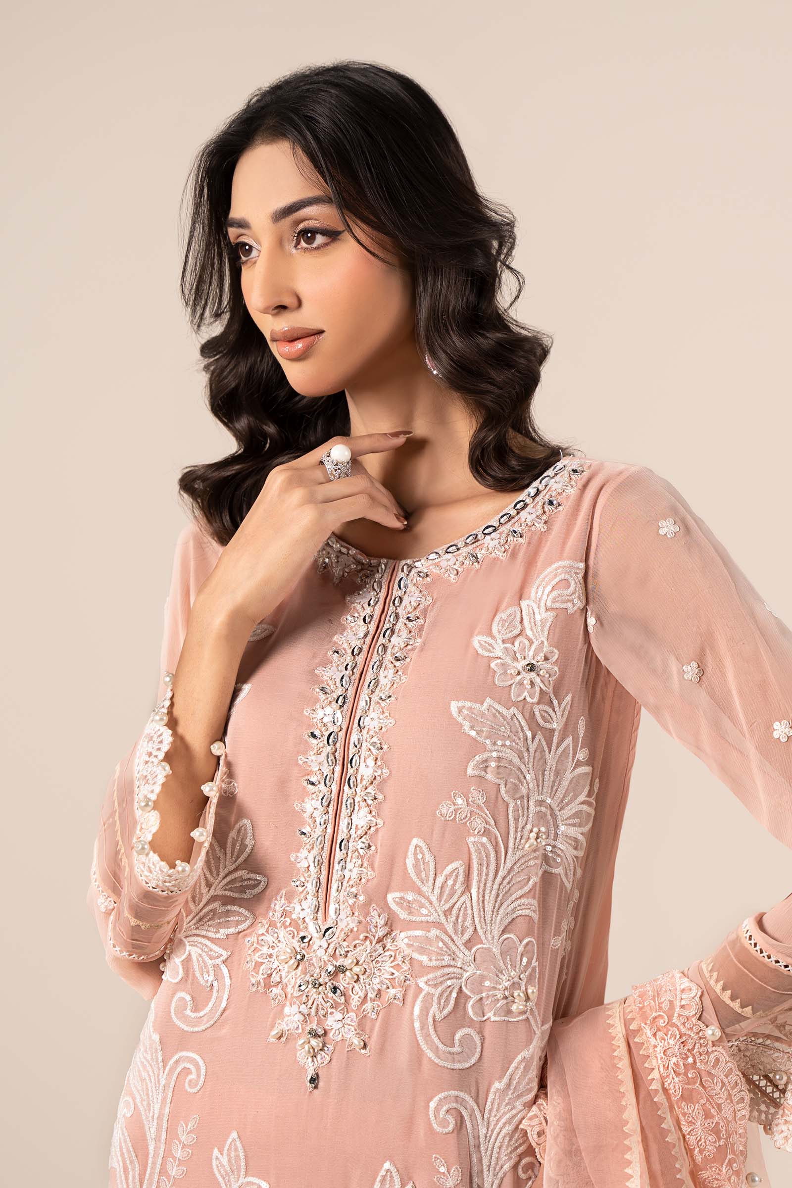 3 Piece Embroidered Chiffon Suit