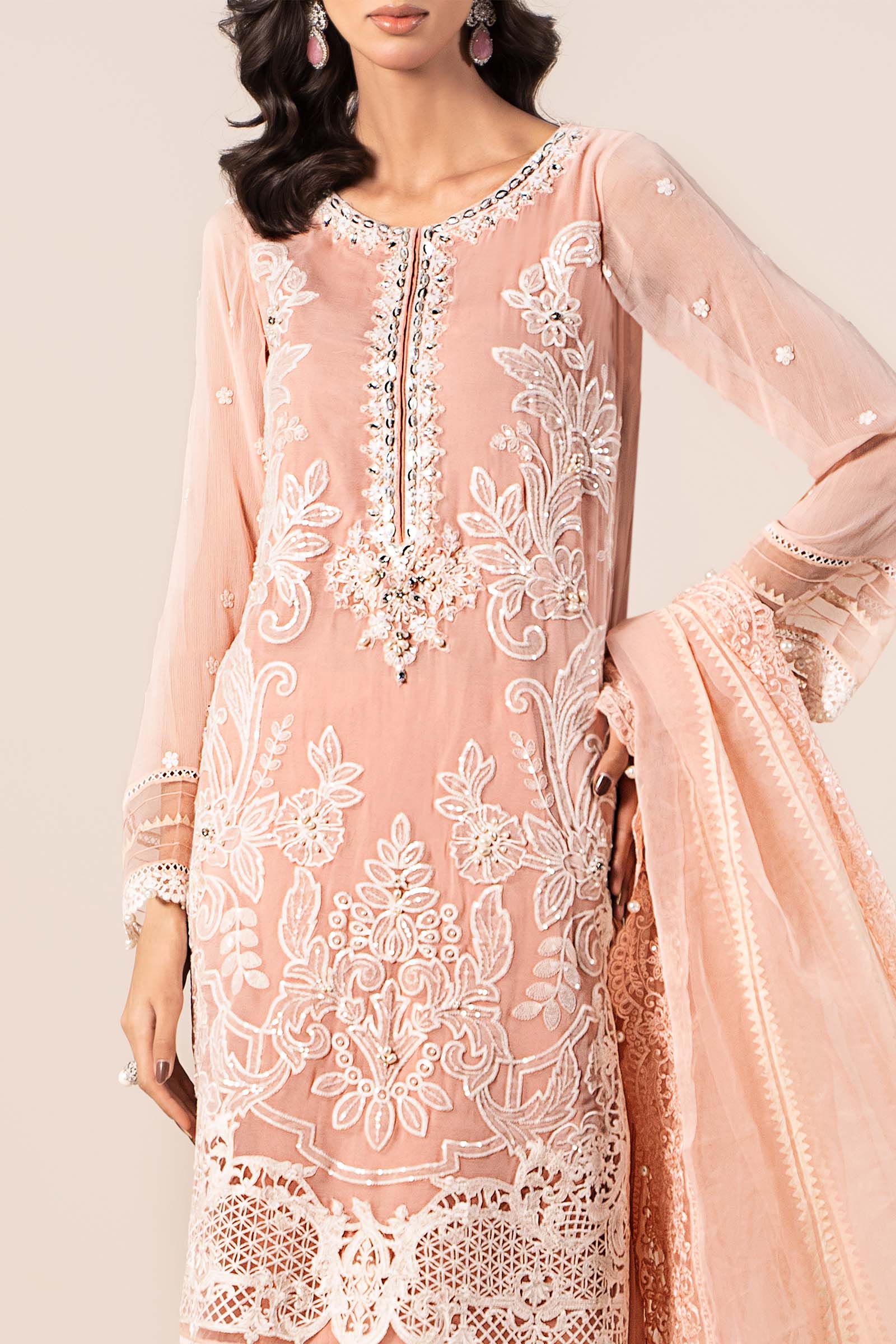 3 Piece Embroidered Chiffon Suit