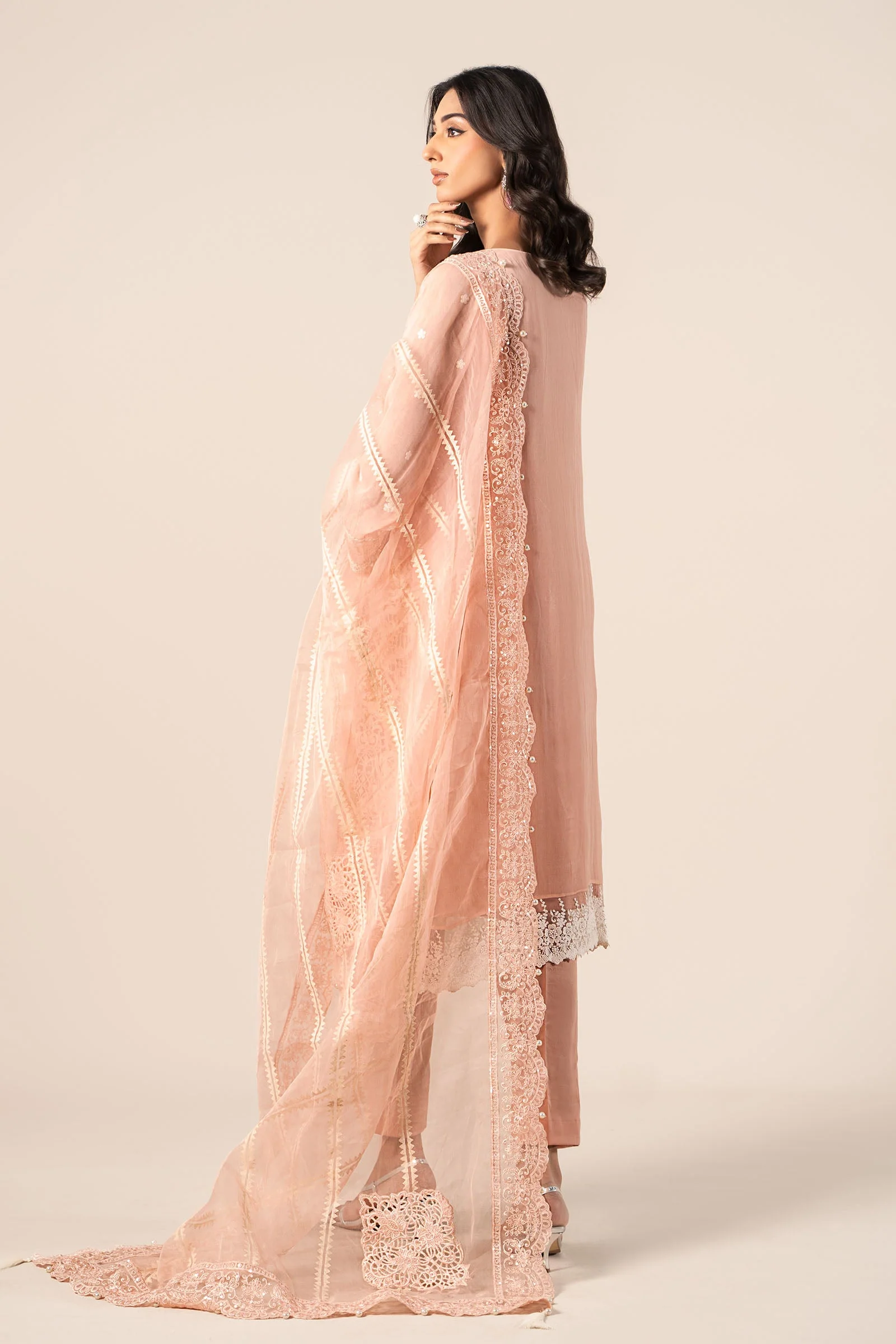 3 Piece Embroidered Chiffon Suit