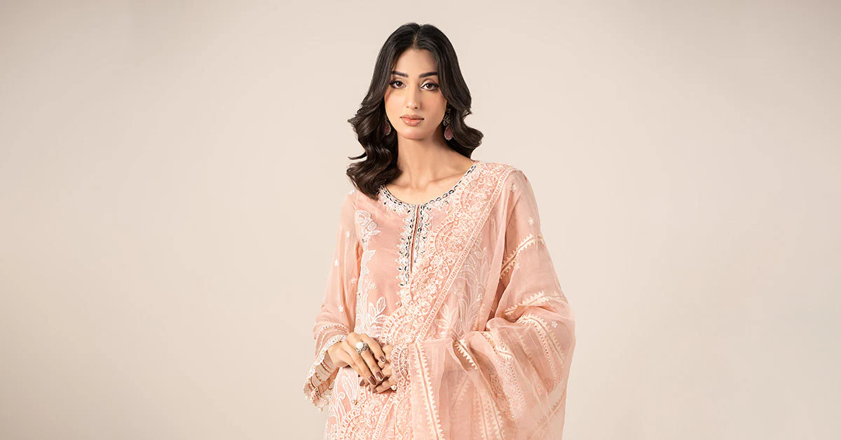 3 Piece Embroidered Chiffon Suit