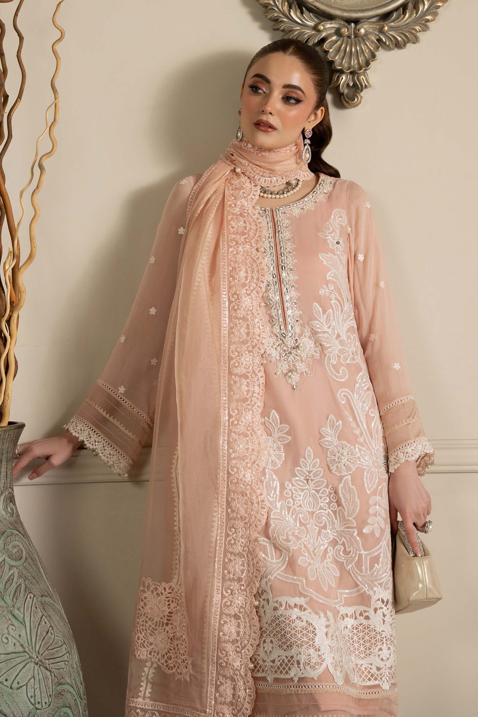 3 Piece Embroidered Chiffon Suit