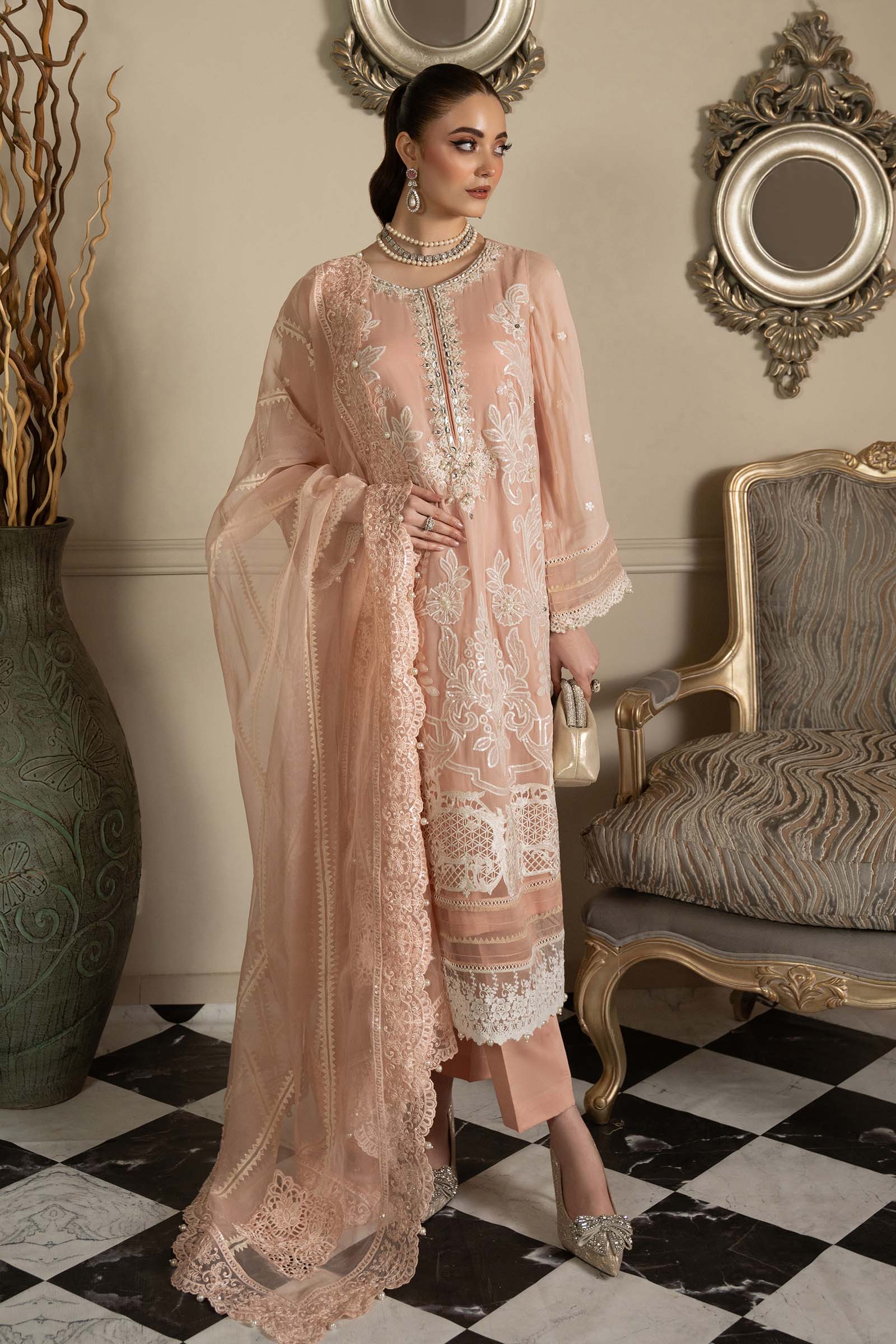 3 Piece Embroidered Chiffon Suit