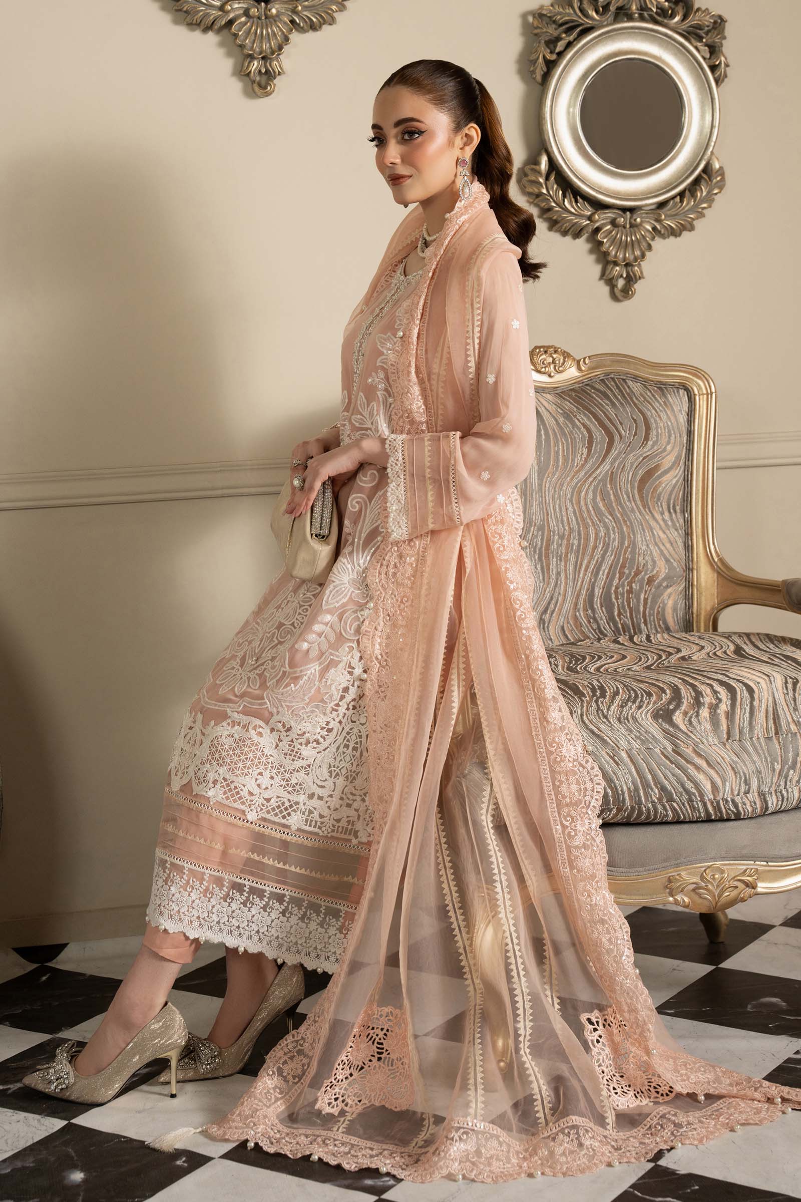 3 Piece Embroidered Chiffon Suit