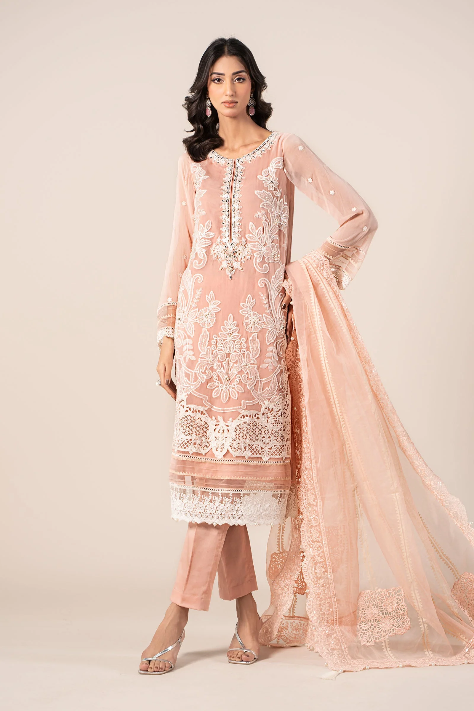 3 Piece Embroidered Chiffon Suit