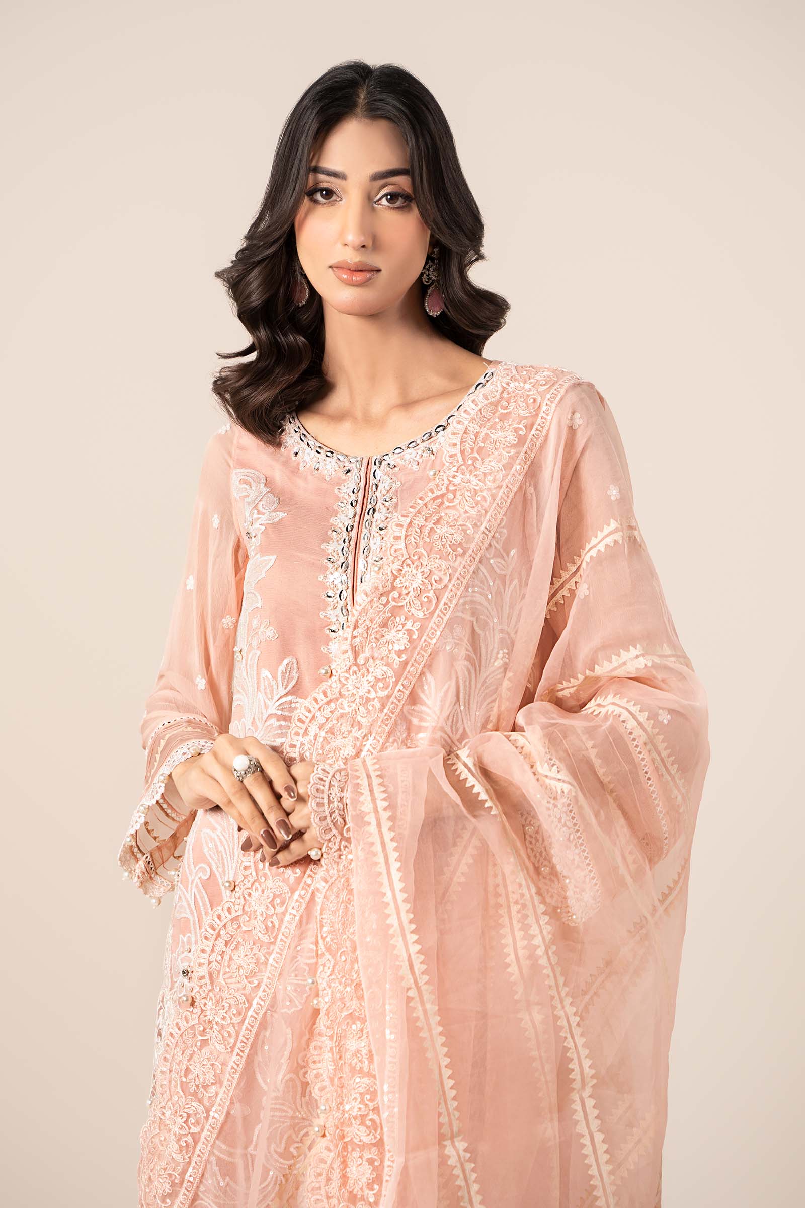 3 Piece Embroidered Chiffon Suit