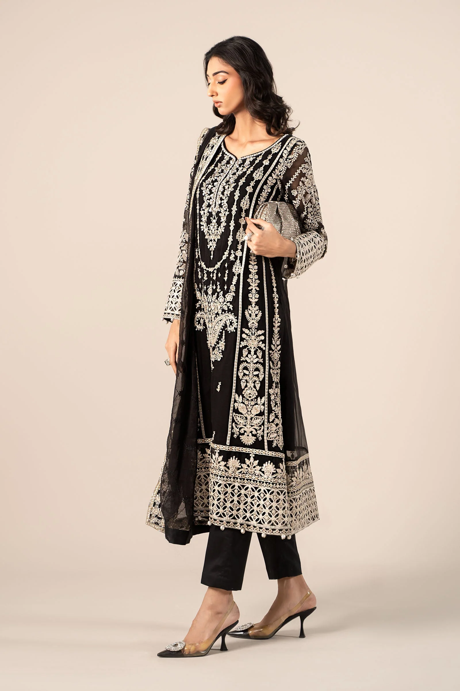 3 Piece Embroidered Chiffon Suit