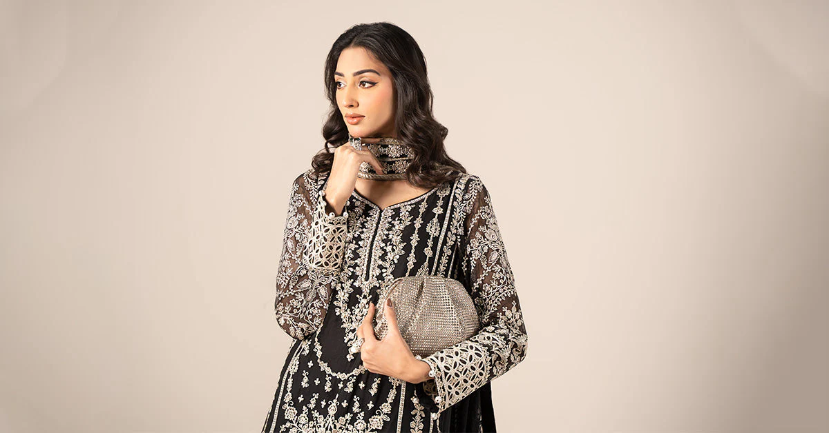 3 Piece Embroidered Chiffon Suit