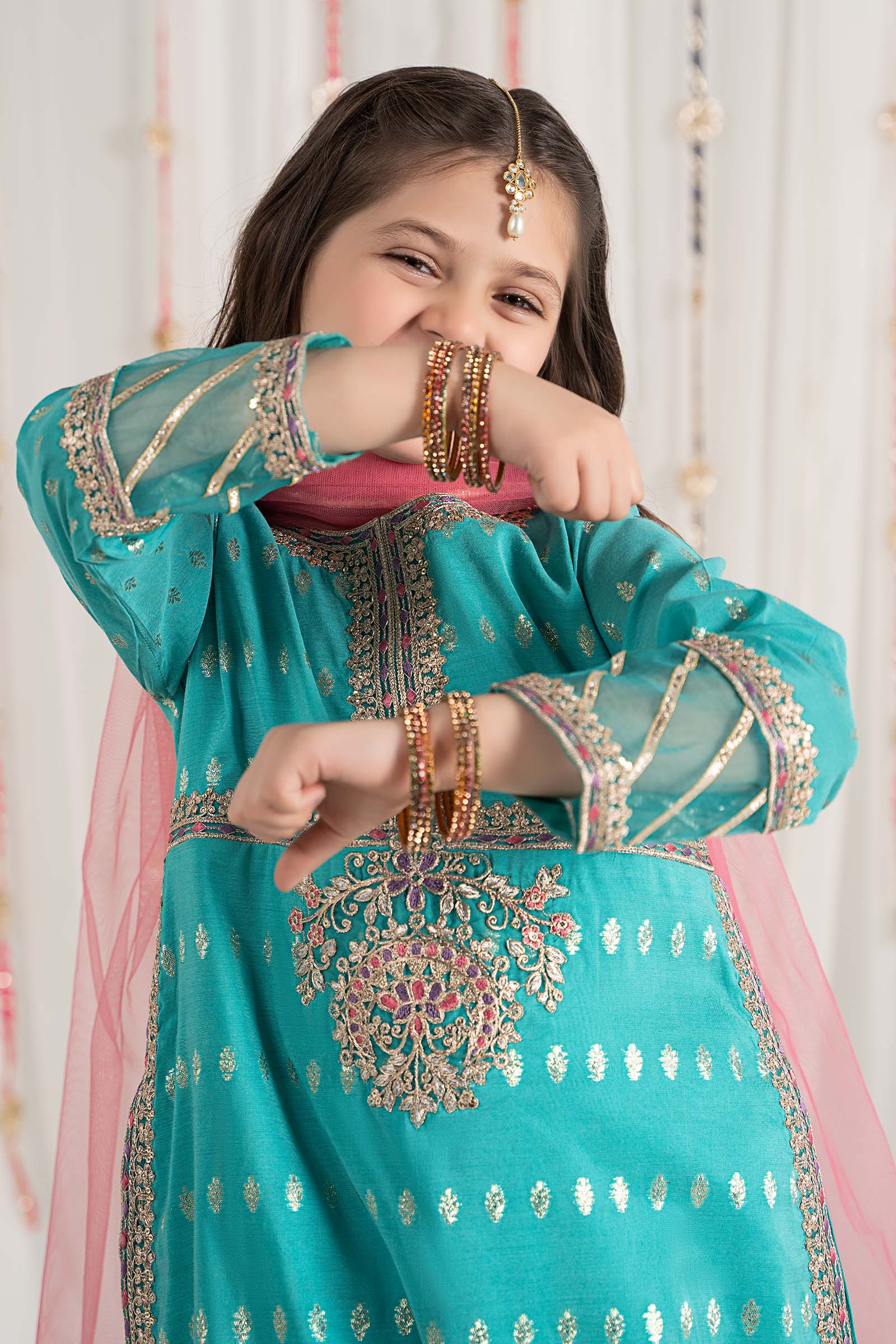 3 Piece Embroidered Raw Silk Suit
