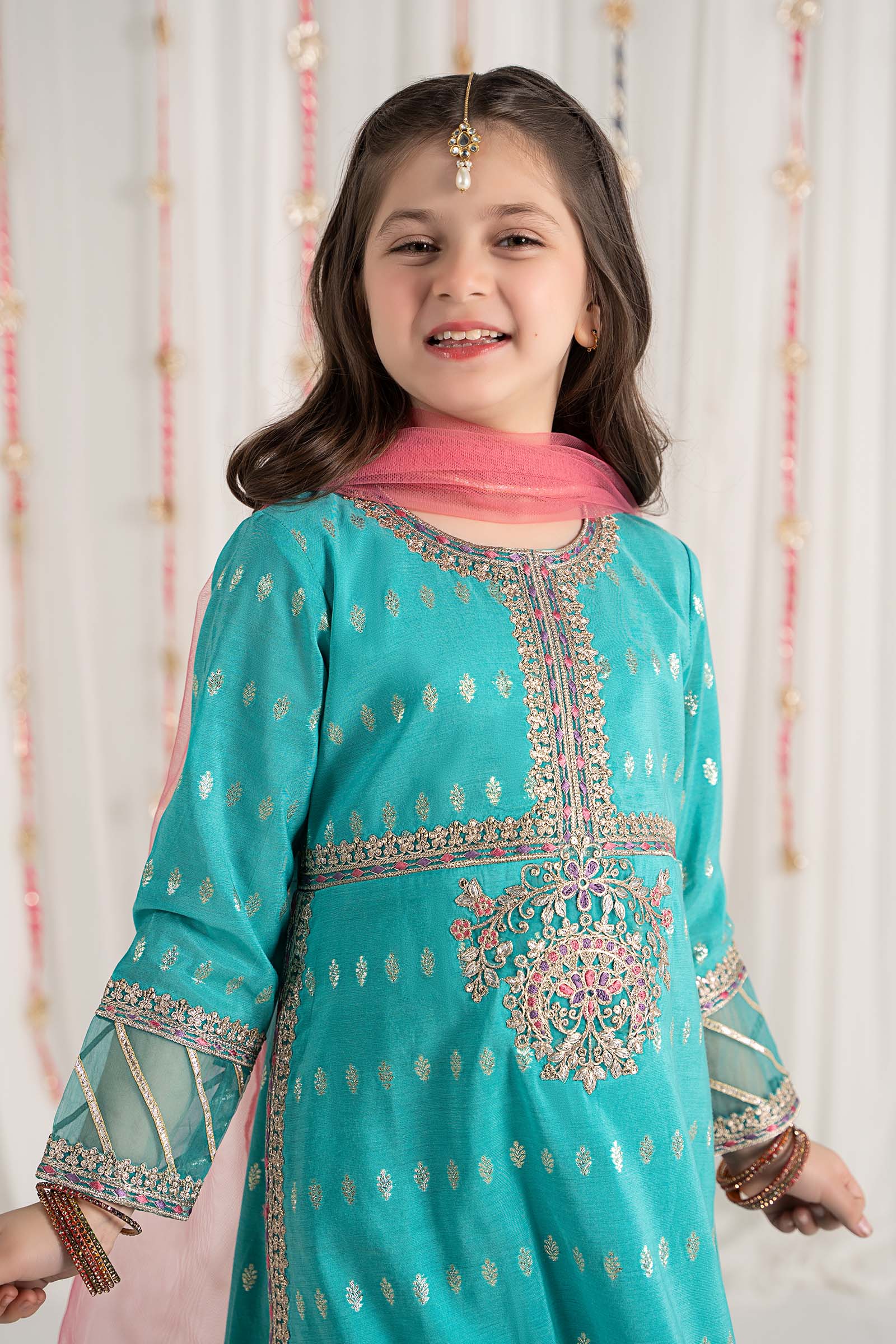 3 Piece Embroidered Raw Silk Suit