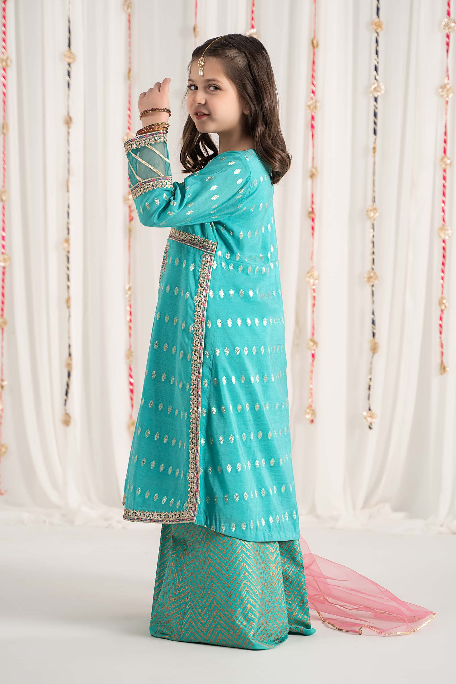 3 Piece Embroidered Raw Silk Suit