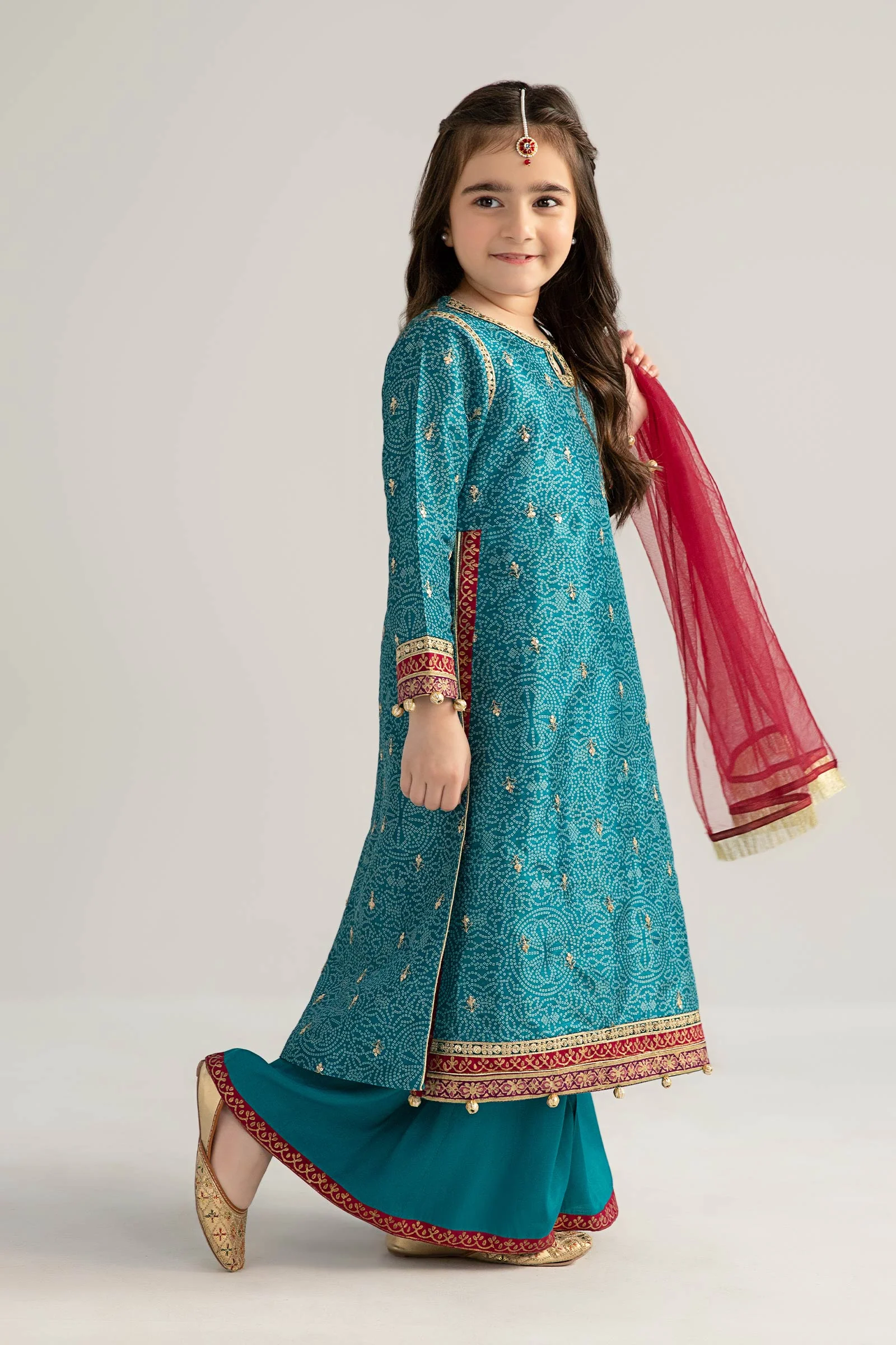 3 Piece Embroidered Raw Silk Suit